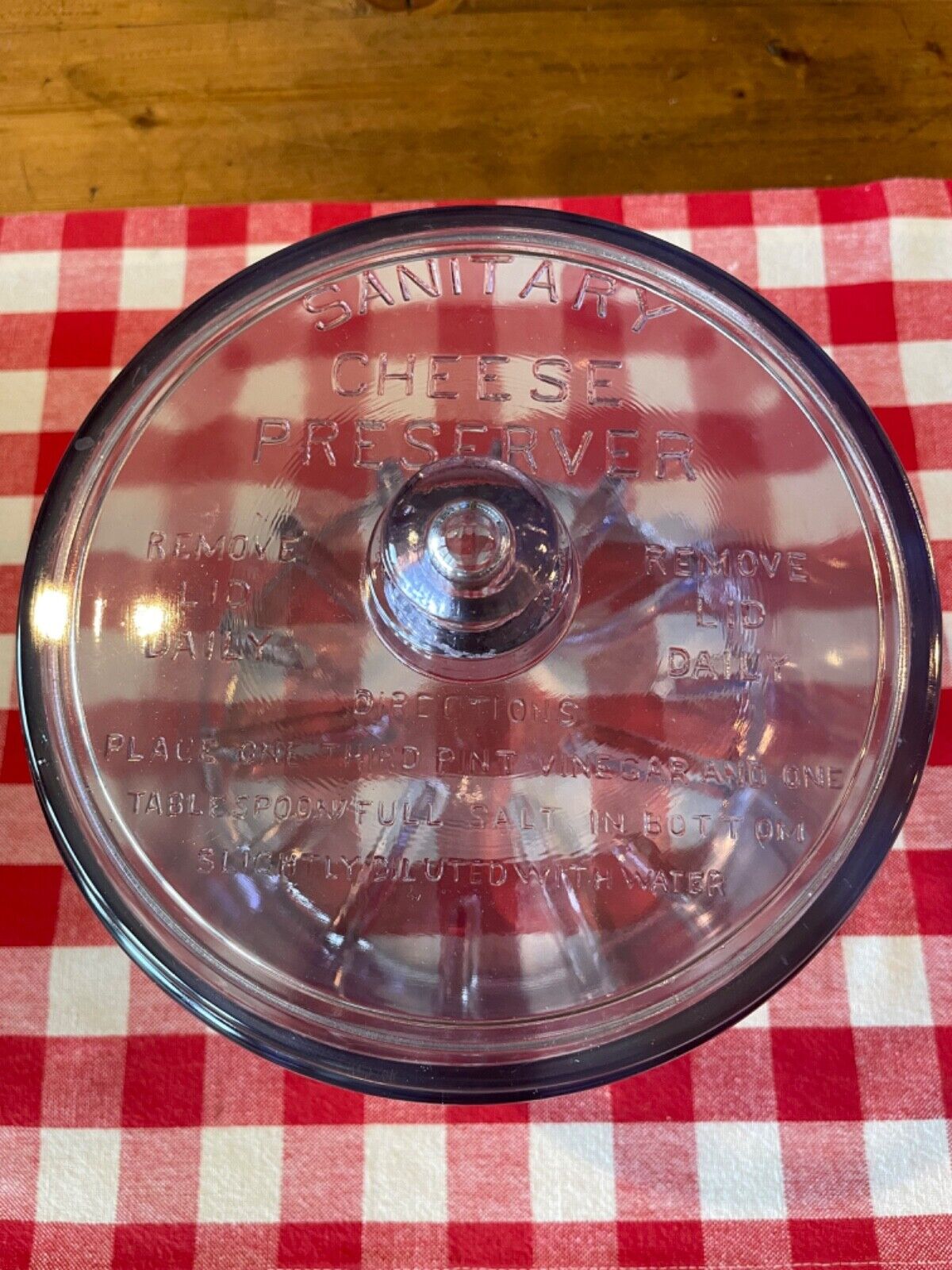 Vintage Sanitary Cheese Preserver - 1930s Heavy Glass Jar w/ Lid