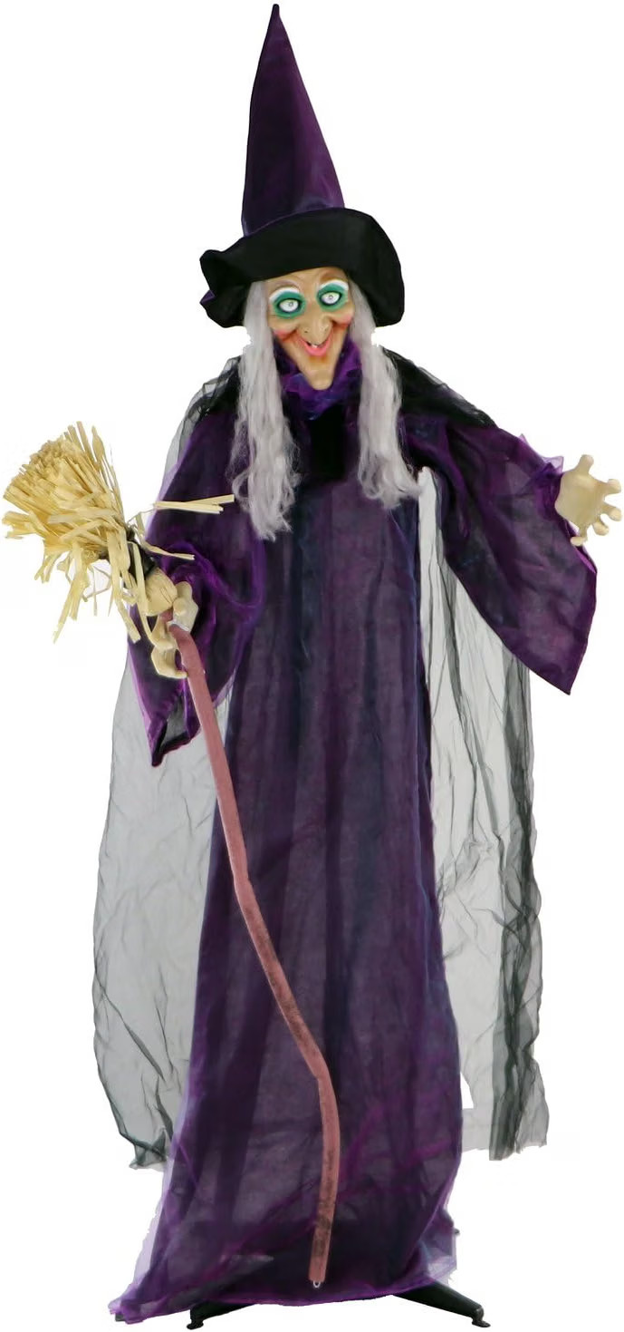 Haunted Hill Farm Sinthia 6FT Witch Animatronic Lights Sound Halloween Decor Haunted Hill Farm Sinthia 6FT Witch Animatronic Lights Sound Halloween Decor