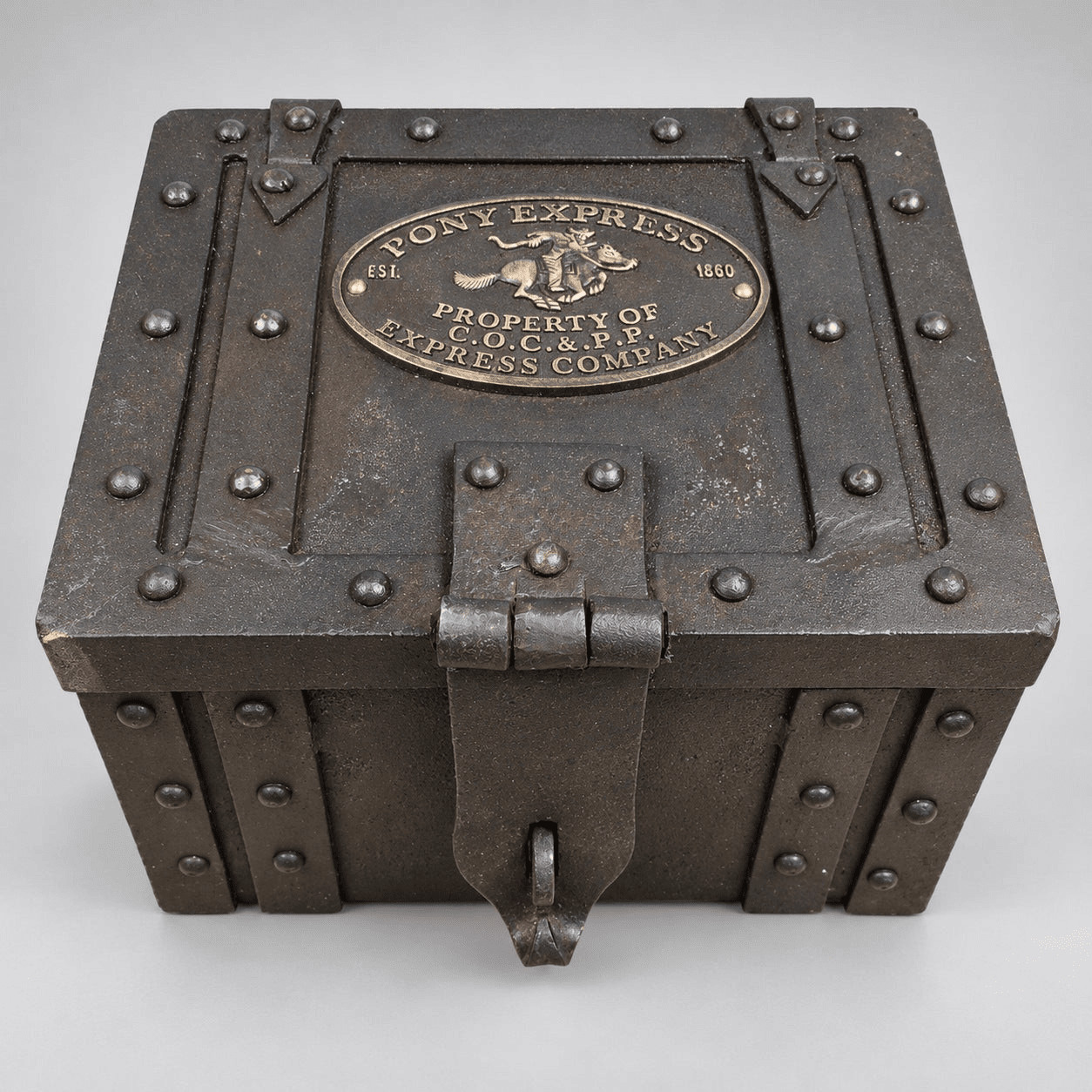 Pony Express 1860 Cast Iron Strong Box with Brass Tag