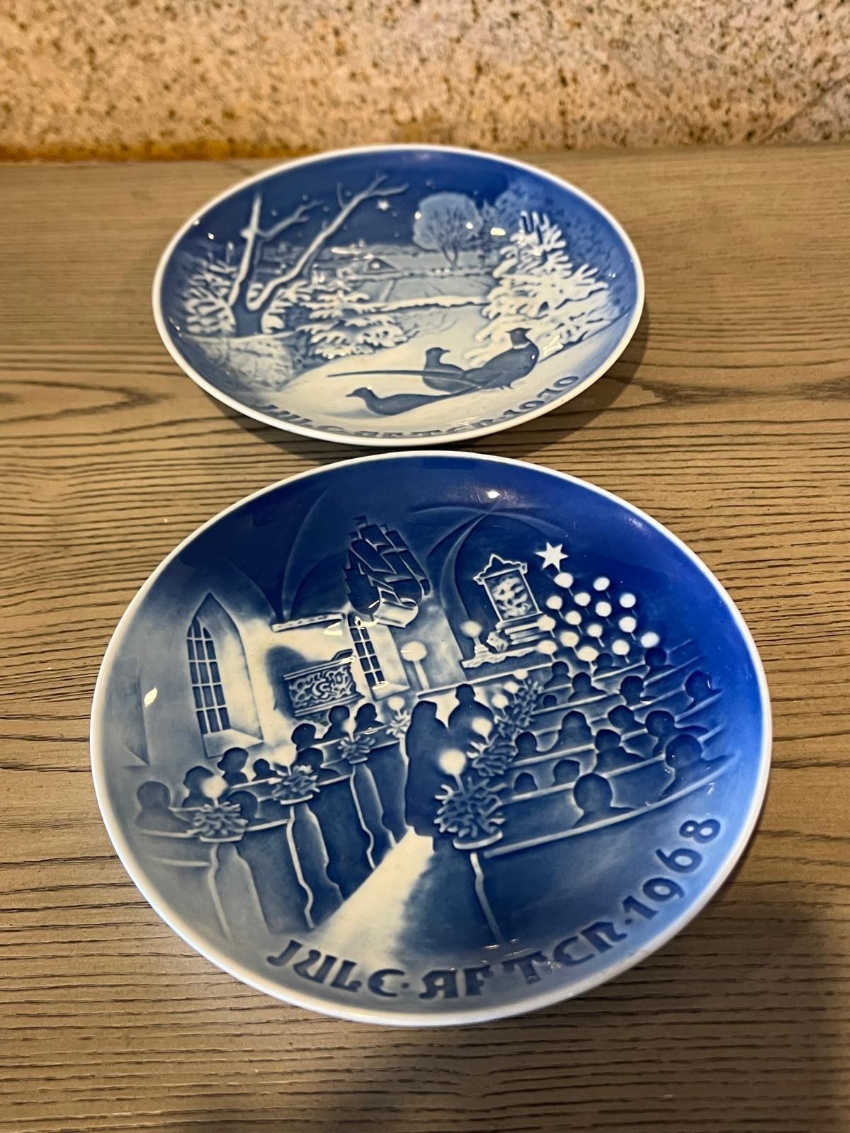2Pc Vintage 1968-1970 Bing & Grondahl Denmark Blue Home Decorative Plate 7 1/2