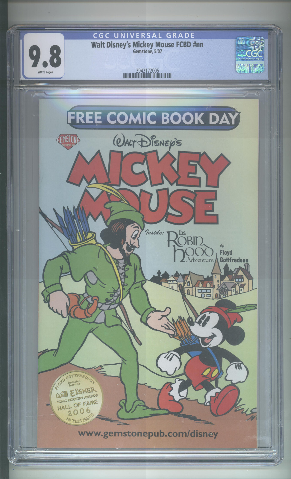 WALT DISNEY'S MICKEY MOUSE  FREE COMIC BOOK DAY   5/07  ~ CGC 9.8 ~ WP ~ FCBD