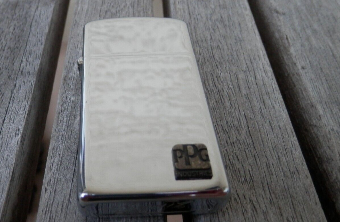 Zippo Slim 1973 ( l ) PPG Industries Medallion Logo Clean Good Cond Free S/H