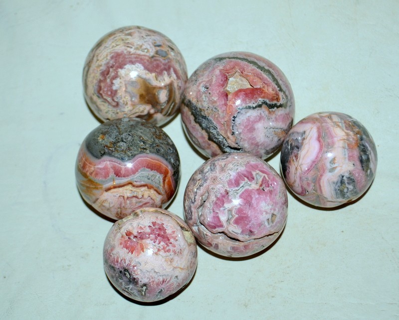 6 pcs lot Rhodochrosite Spheres Geodes from Argentina Wholesale Bulk