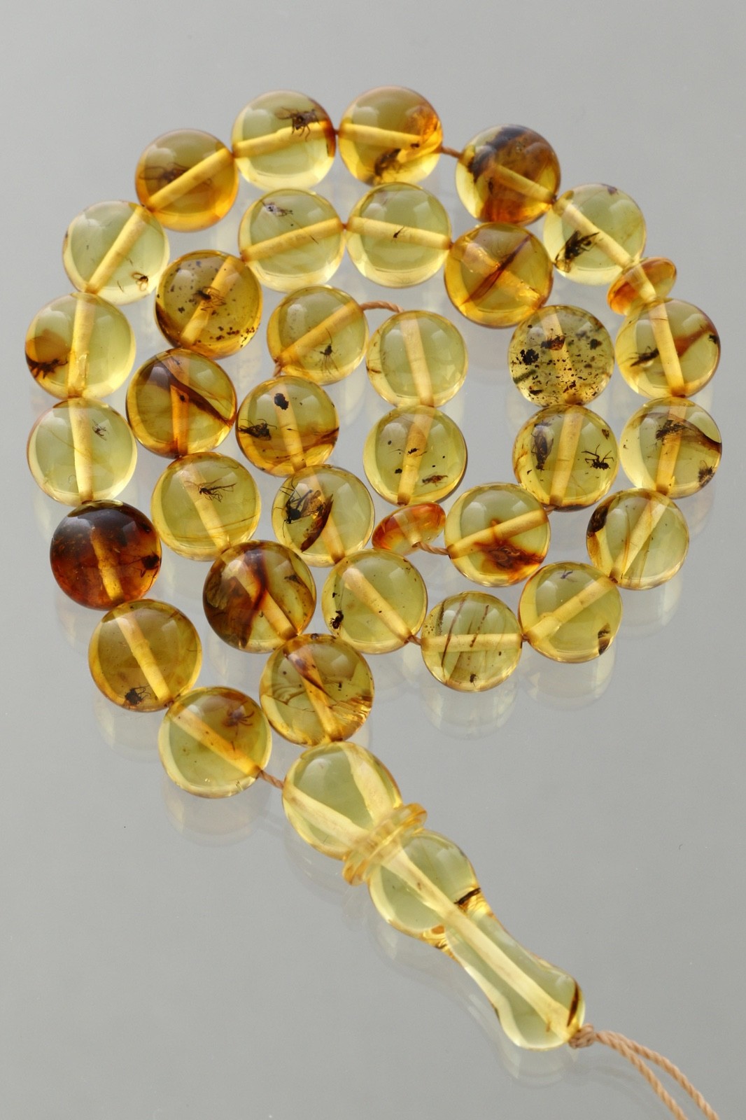 Islamic 33 FOSSIL Round Prayer Beads 9-10mm BALTIC AMBER TASBIH 22.9g 260416-4