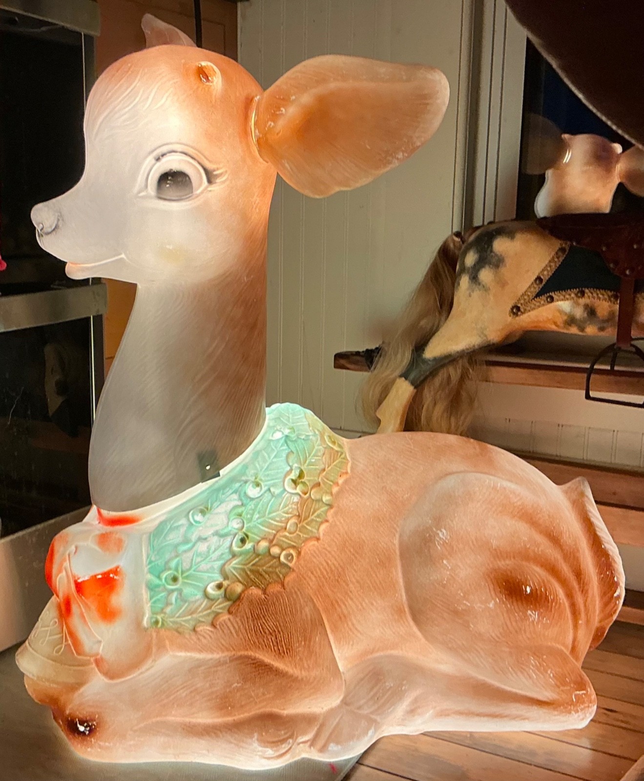 Rare Vintage Poloron Fawn Christmas Blow Mold 27 inches GREAT CONDITION FOR AGE