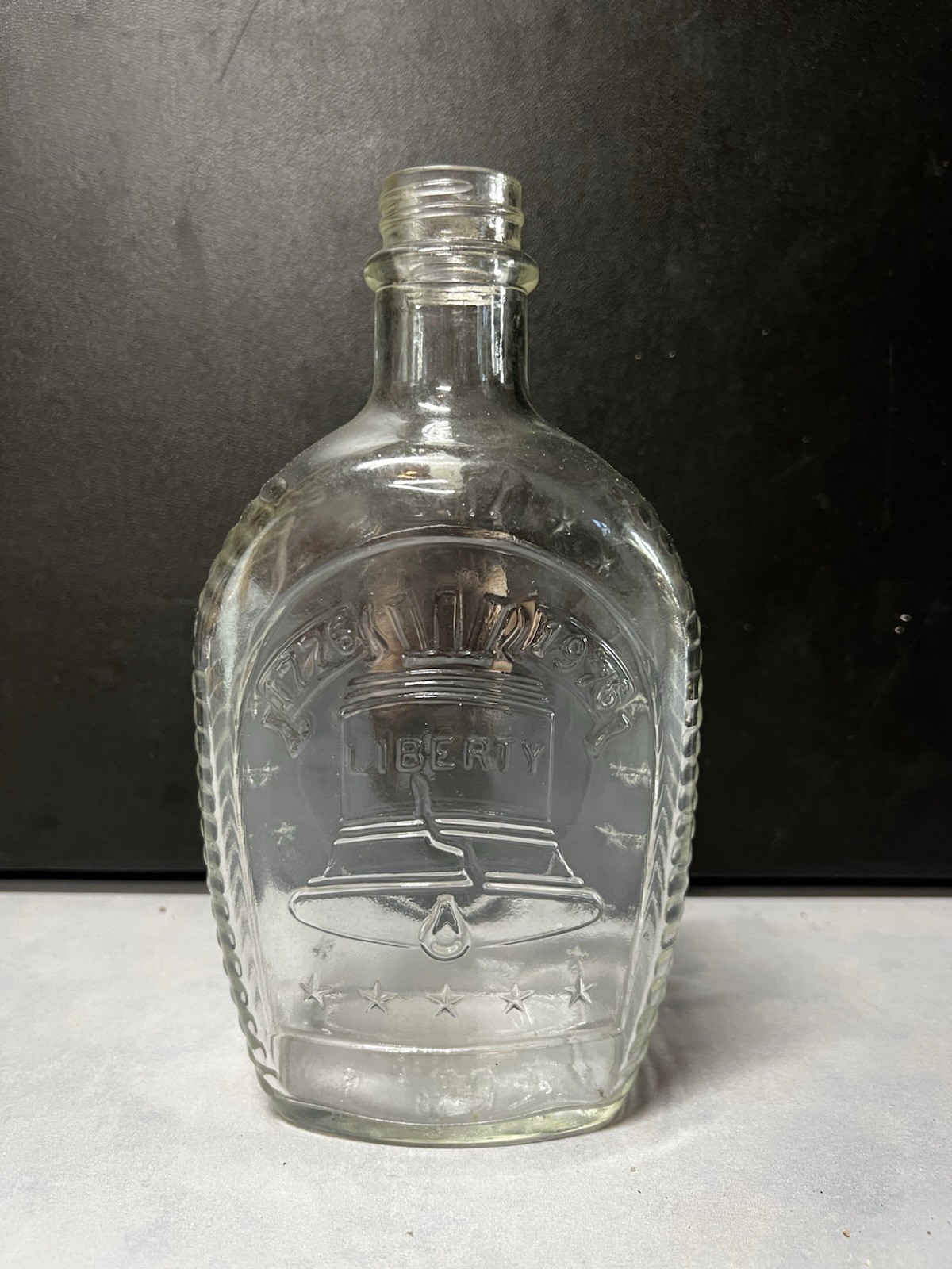Vintage 1976 Bicentennial Log Cabin Syrup Bottle -  Glass Liberty Bell Edition