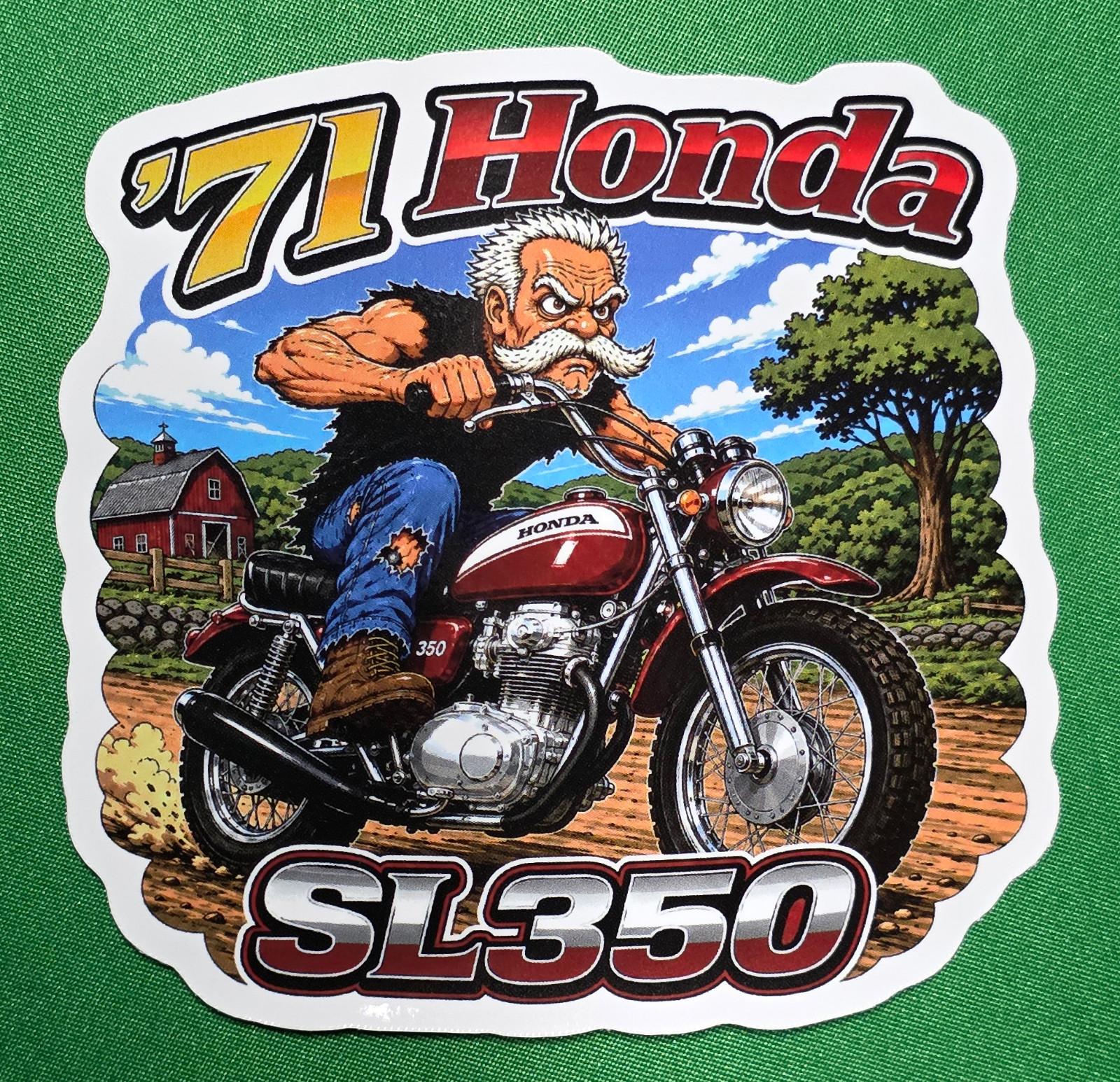 1971 Honda SL350 Motorcycle 9x9cm Durable Die-Cut Vinyl Sticker