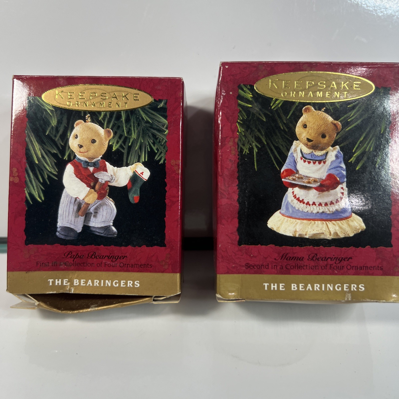 Vintage Hallmark Papa Mama Bearinger Keepsake Ornament 1993 Lot of 2