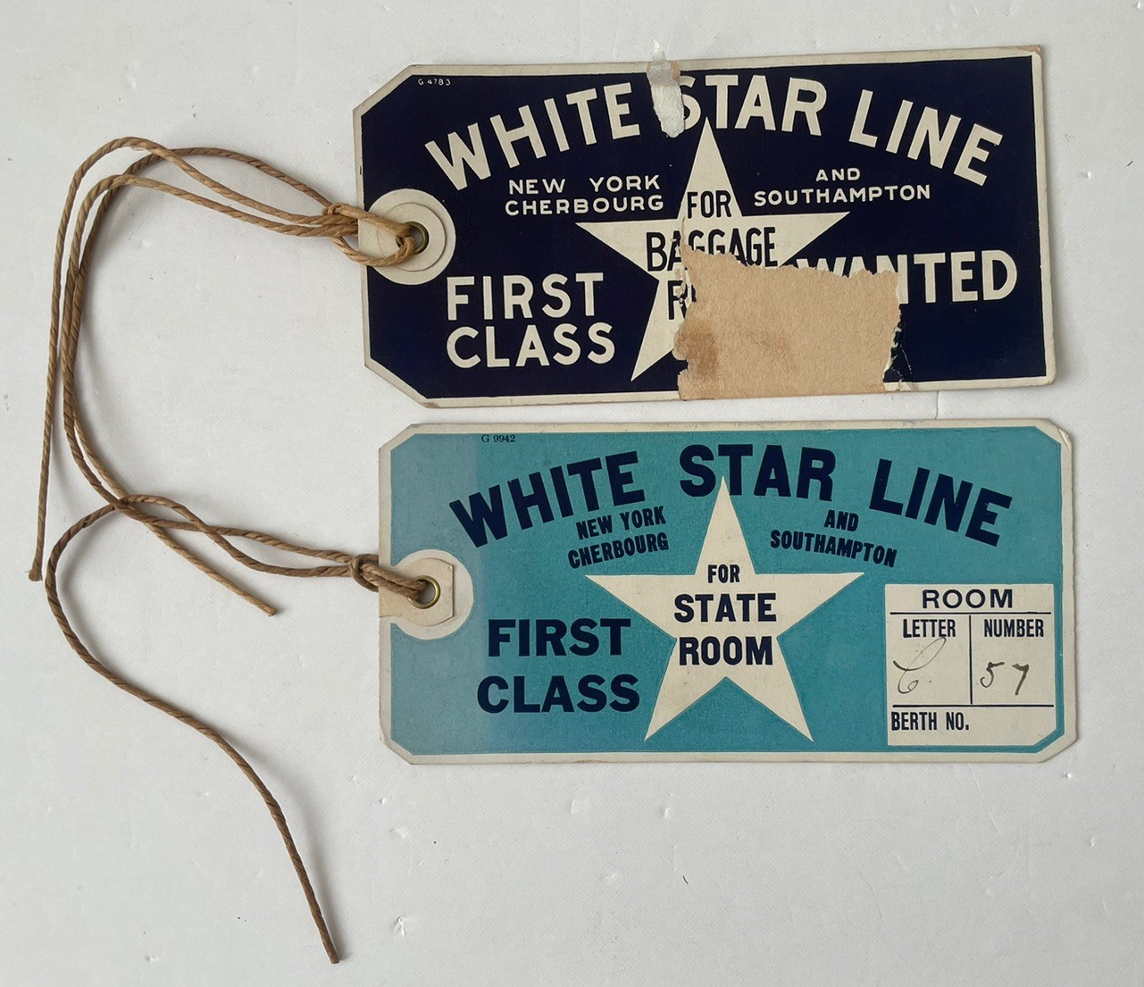 Original 1928 White Star Line RMS Olympic Luggage Tags State Room First Class Original 1928 White Star Line RMS Olympic Luggage Tags State Room First Class