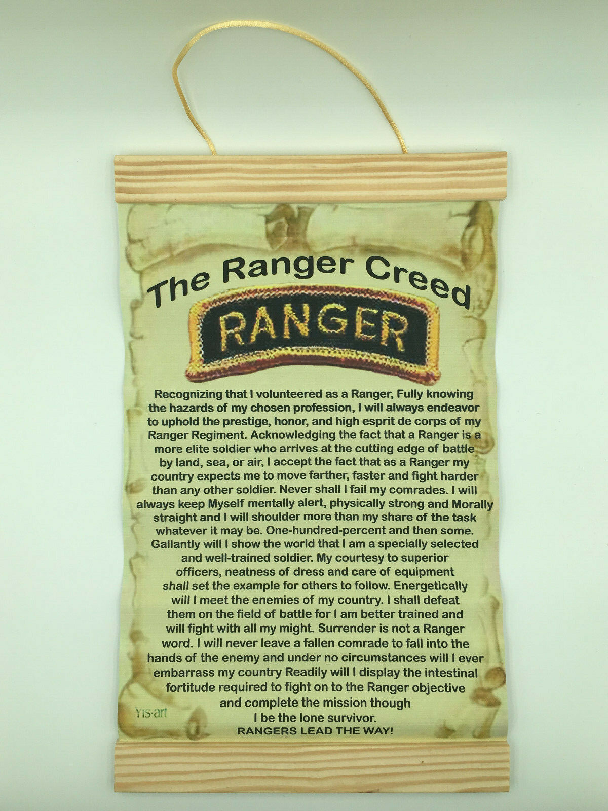 The Ranger Creed,Canvas Wall Print, 8x12,Cream Background
