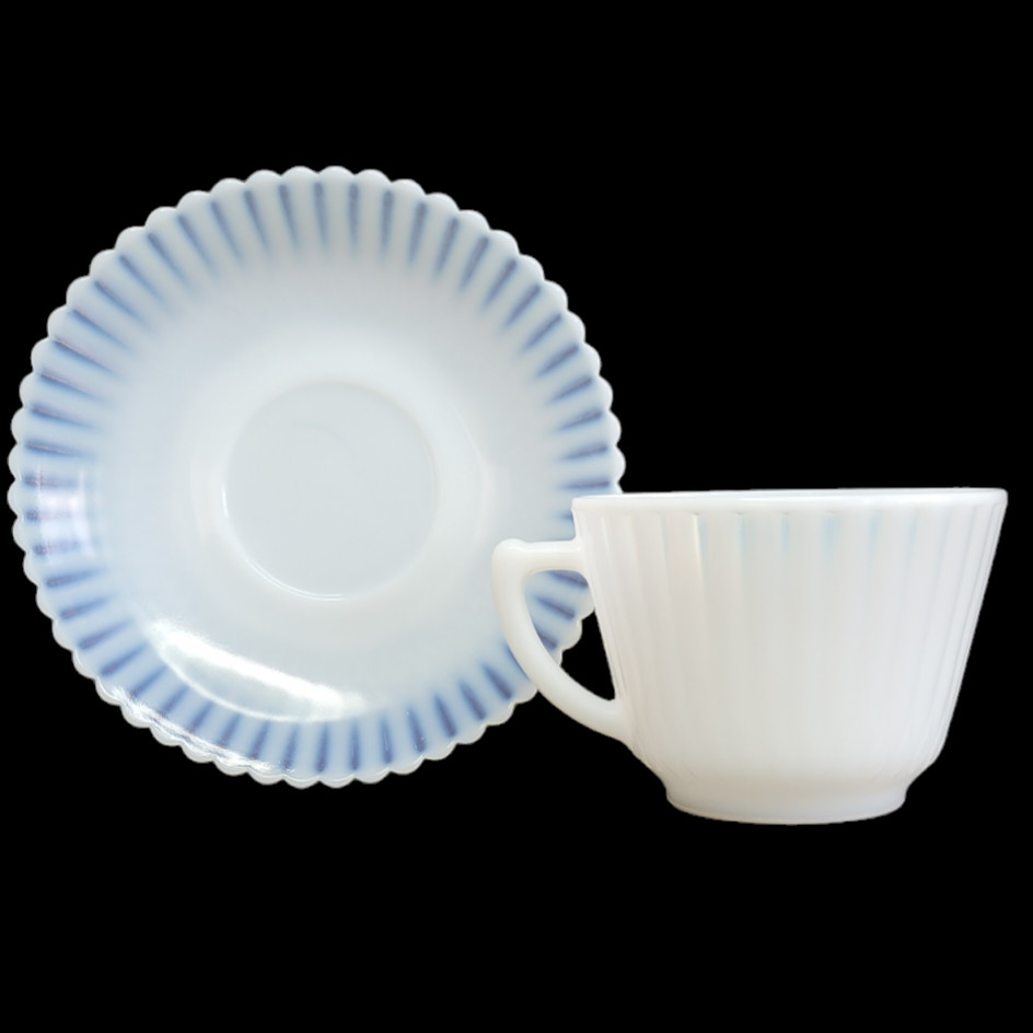 MacBeth Evans Petalware Monax White Coffee Cup Teacup Saucer Set