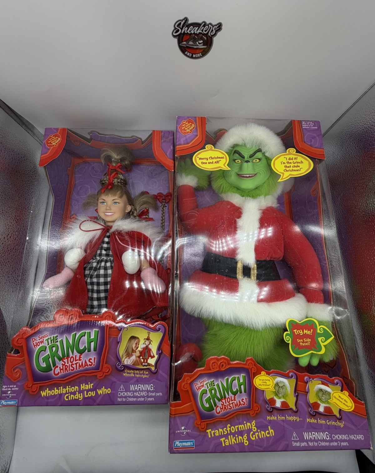2000 Playmates Transforming Talking Grinch Cindy Lou Who Plush Doll Jim Carrey