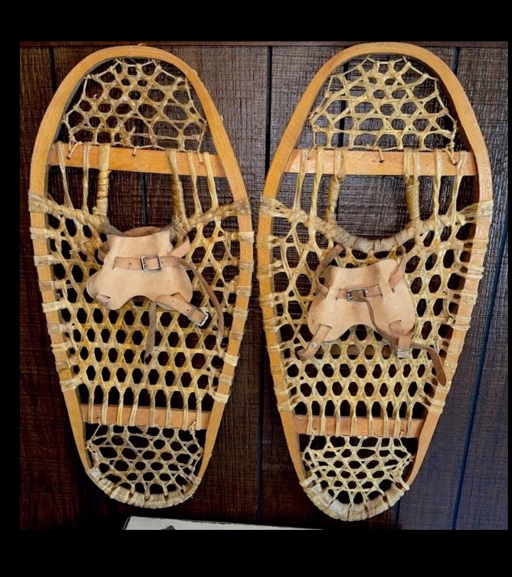 Antique pair Bentwood gut snow shoes wood snowshoes 2nd set Antique pair Bentwood gut snow shoes wood snowshoes 2nd set