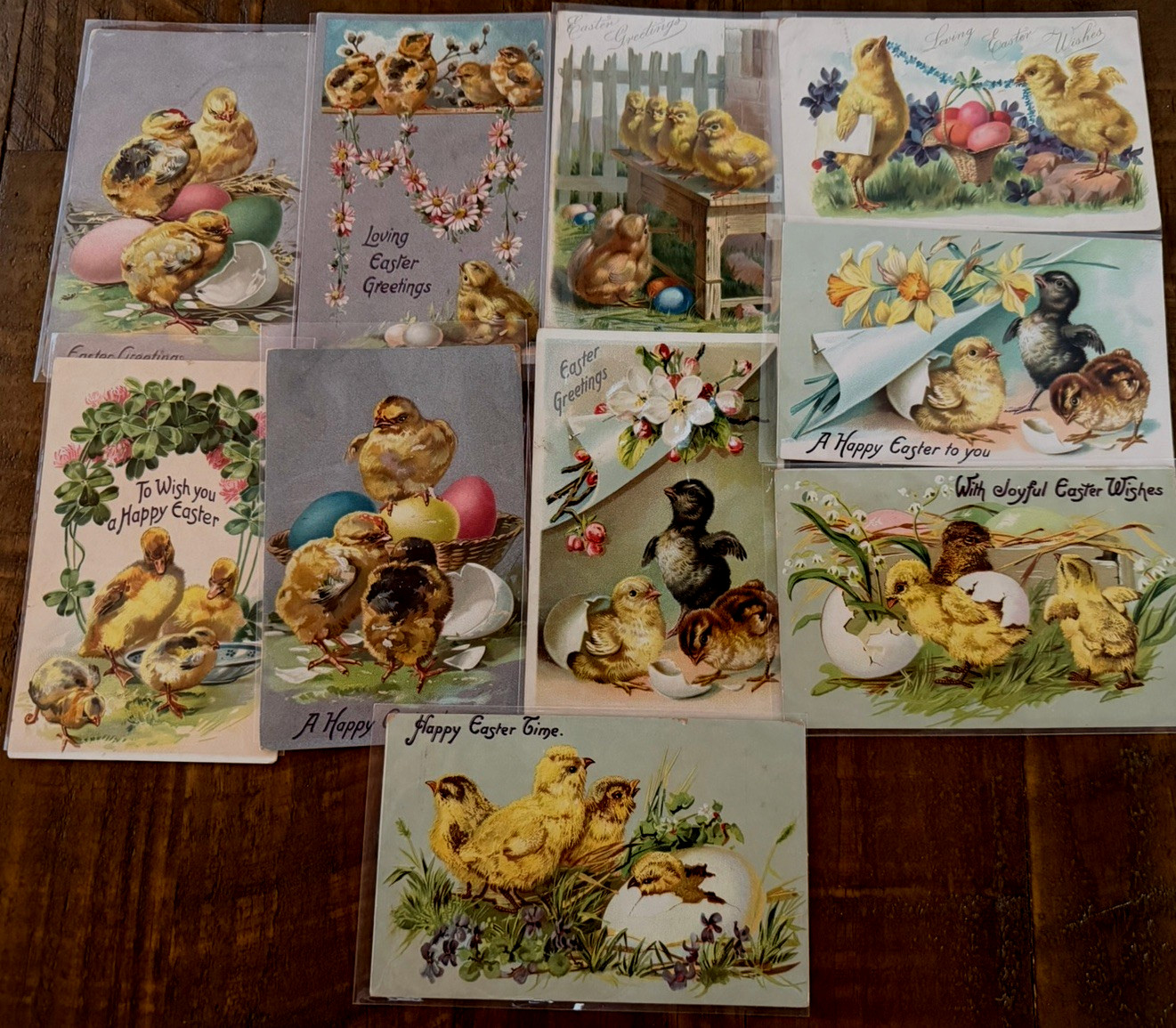 Vintage~Lot of 10 *TUCK* Easter Chicks & Flowers~Antique Embossed Postcards~s535 Vintage~Lot of 10 *TUCK* Easter Chicks & Flowers~Antique Embossed Postcards~s535