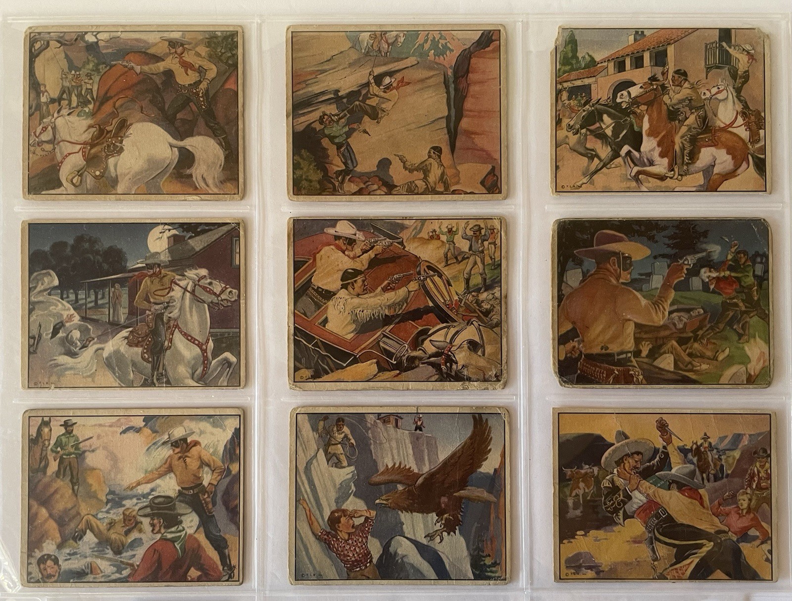 Lone Range 1940 Gum Inc. Complete Set Of 36 Cards Plus 4 High Of Extended Set.