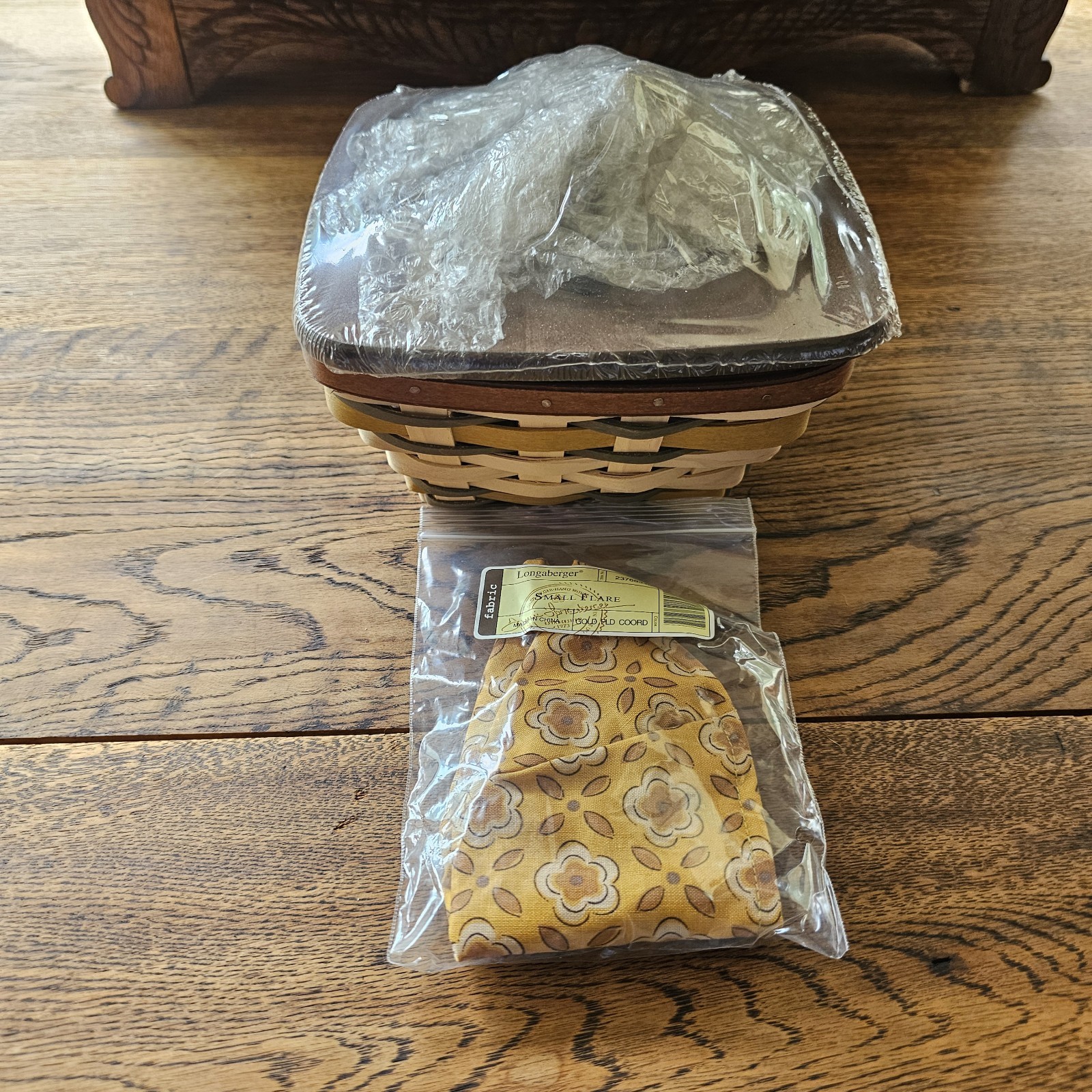 Longaberger Golden Fields Small Flare Basket W/Golden Fields Liner & Protector