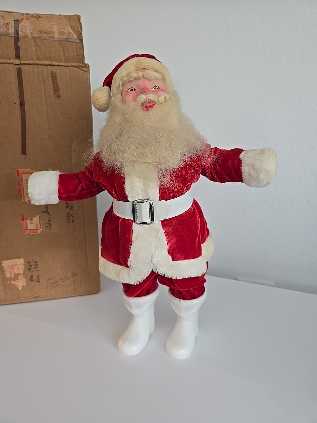 VINTAGE 1950\'s DISPLAY Harold Gale Santa Claus 14”  W/ ORIGINAL 7 UP MAILING BOX