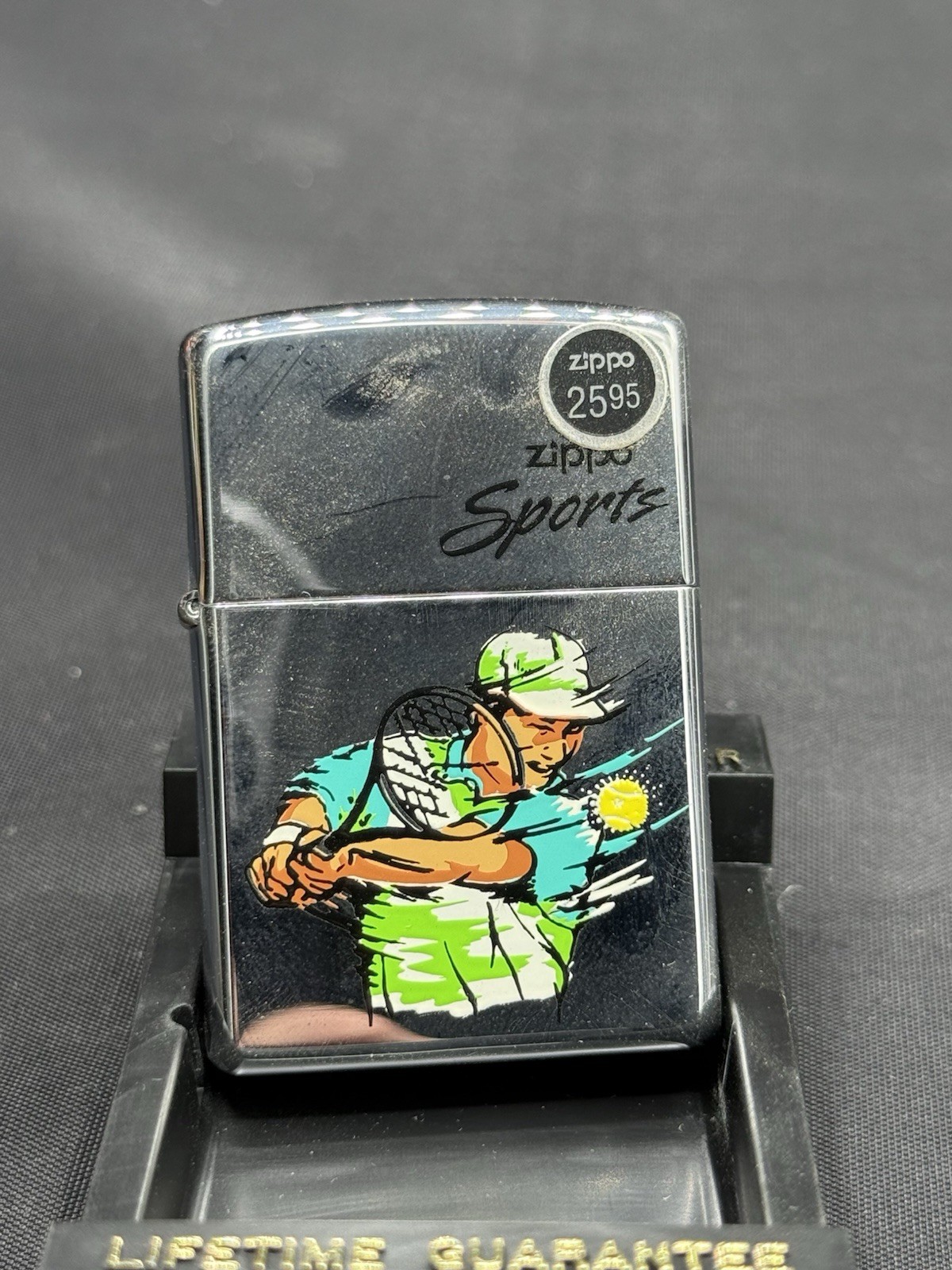 Zippo Sports Series Tennis Player lighter MINT IN PLASTIC BLACK BOX UNFIRED