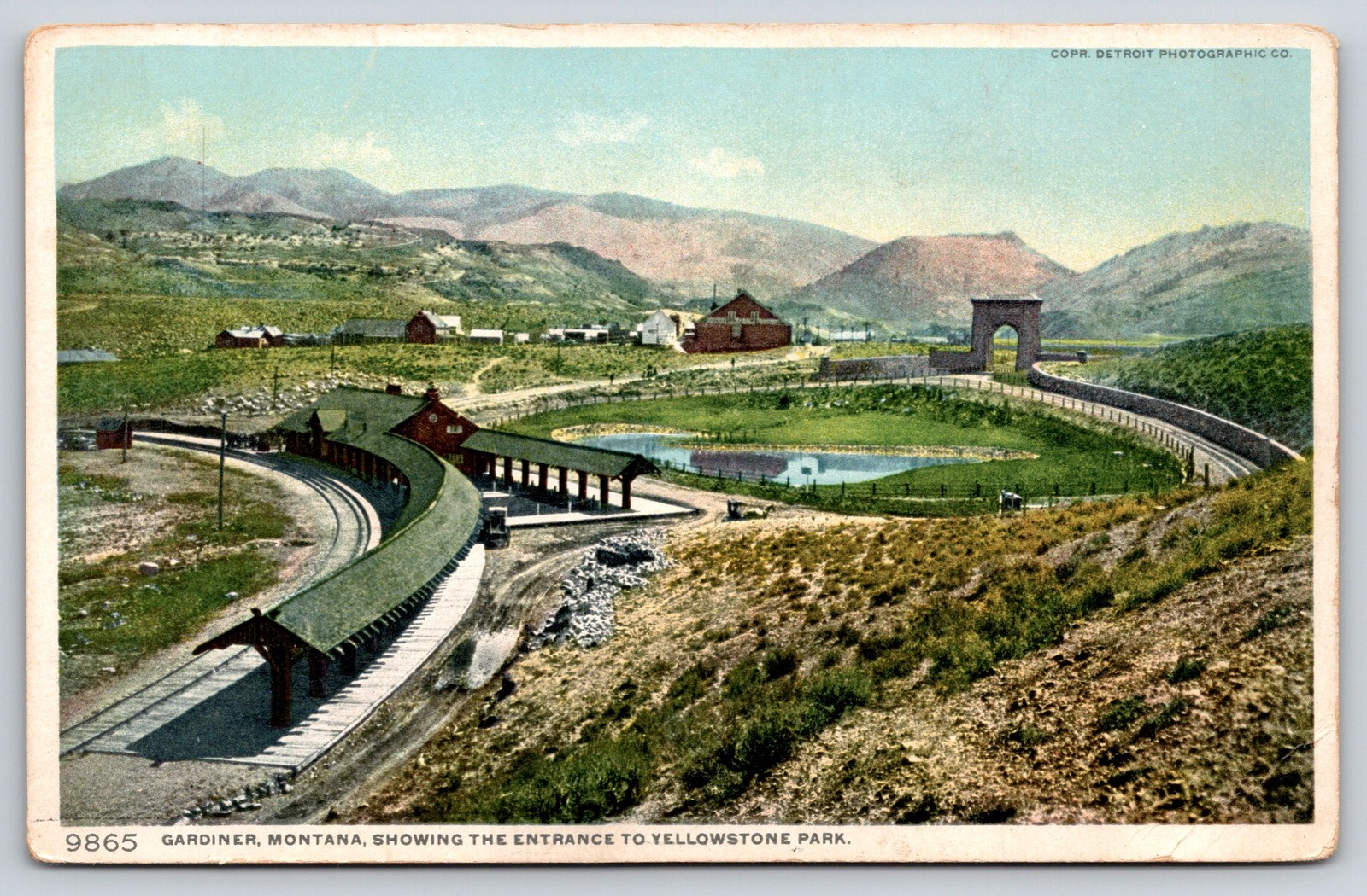 Gardiner Montana~Yellowstone Park Entrance~Train Station~c1910 Detroit Pub Co PC