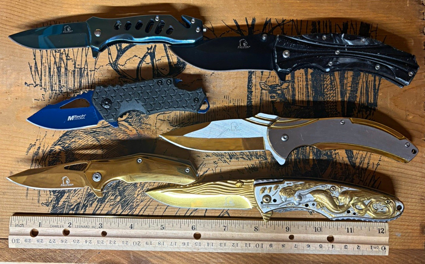Mixed Lot Folding Pocketknives, 5 Falcon & 1 M-Tech brand.