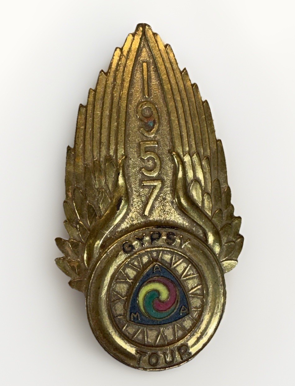 1957 AMA Motorcycle Gypsy Tour Old Original Badge Pin Winged Eagle 3\