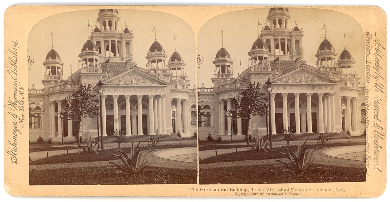 NEBRASKA STEREOVIEW - Omaha - Trans-Mississippi Expo - Horticultural Bldg c1898
