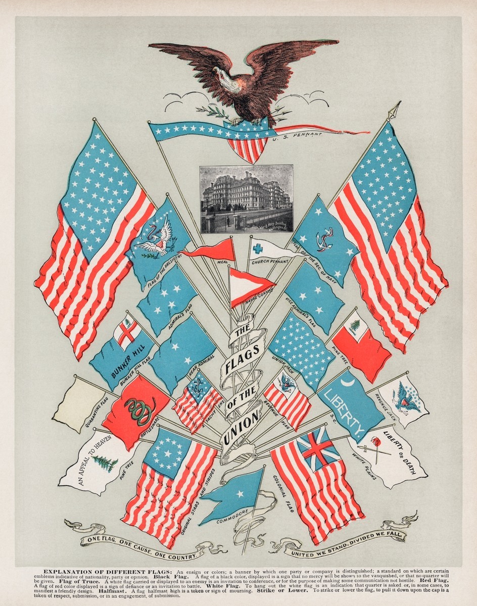 Vintage United States Flag Poster Print 1901