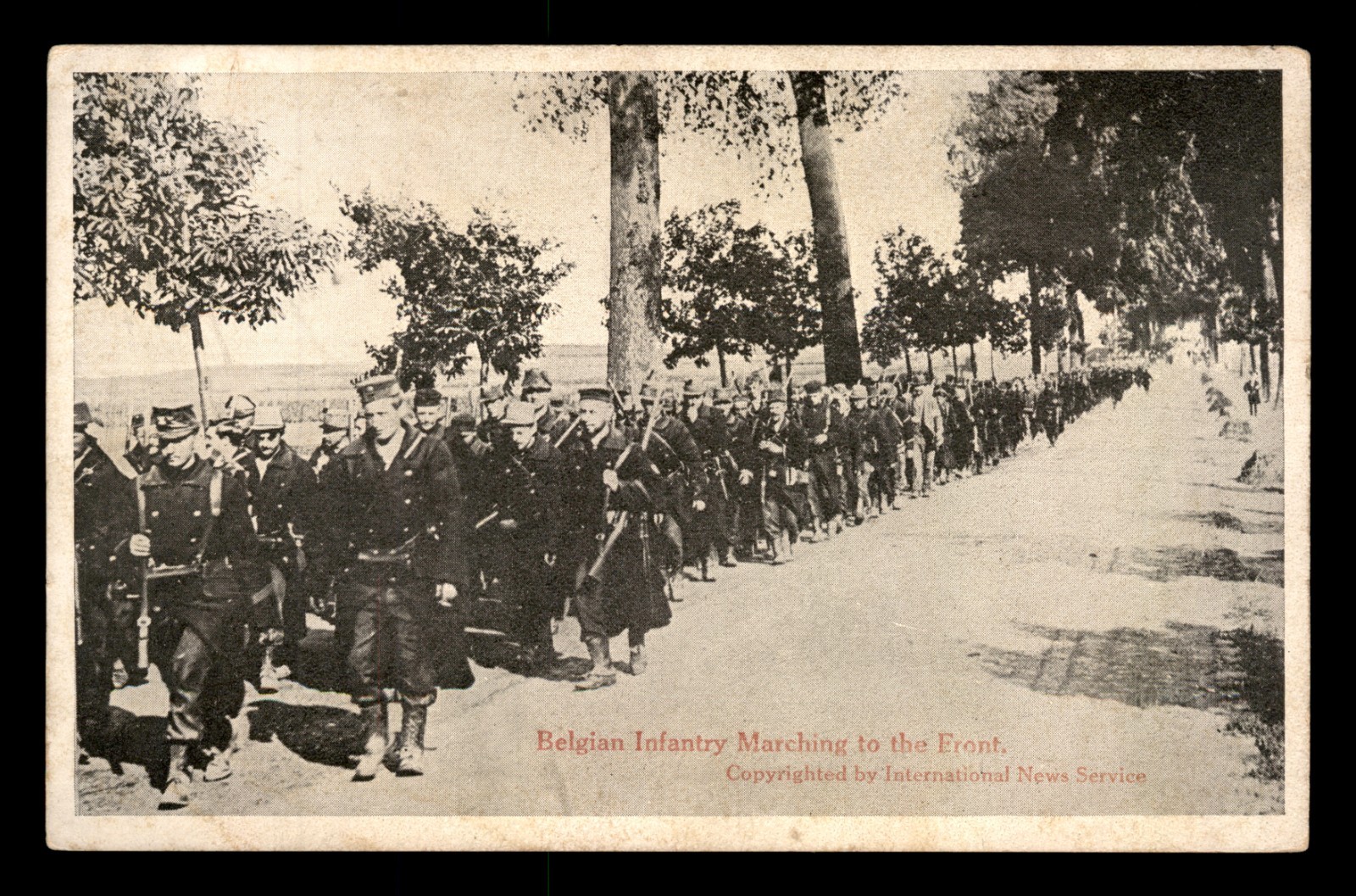 Vintage 1914 Belgian Infantry Marching WWI Postcard Original POST CARD