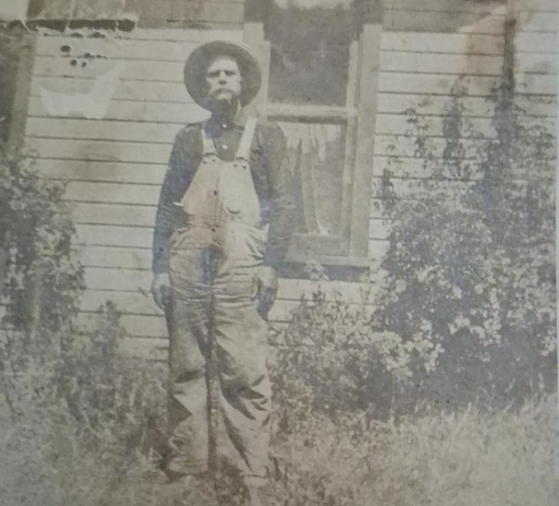 Antique RPPC c1910 Old Farmer Overalls Hat Rural Americana VELOX Photo Postcard