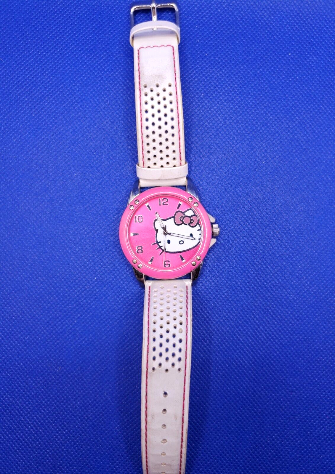 Sanrio Hello Kitty HK2447 Women's Watch Crystal Bezel Pink Face White Band