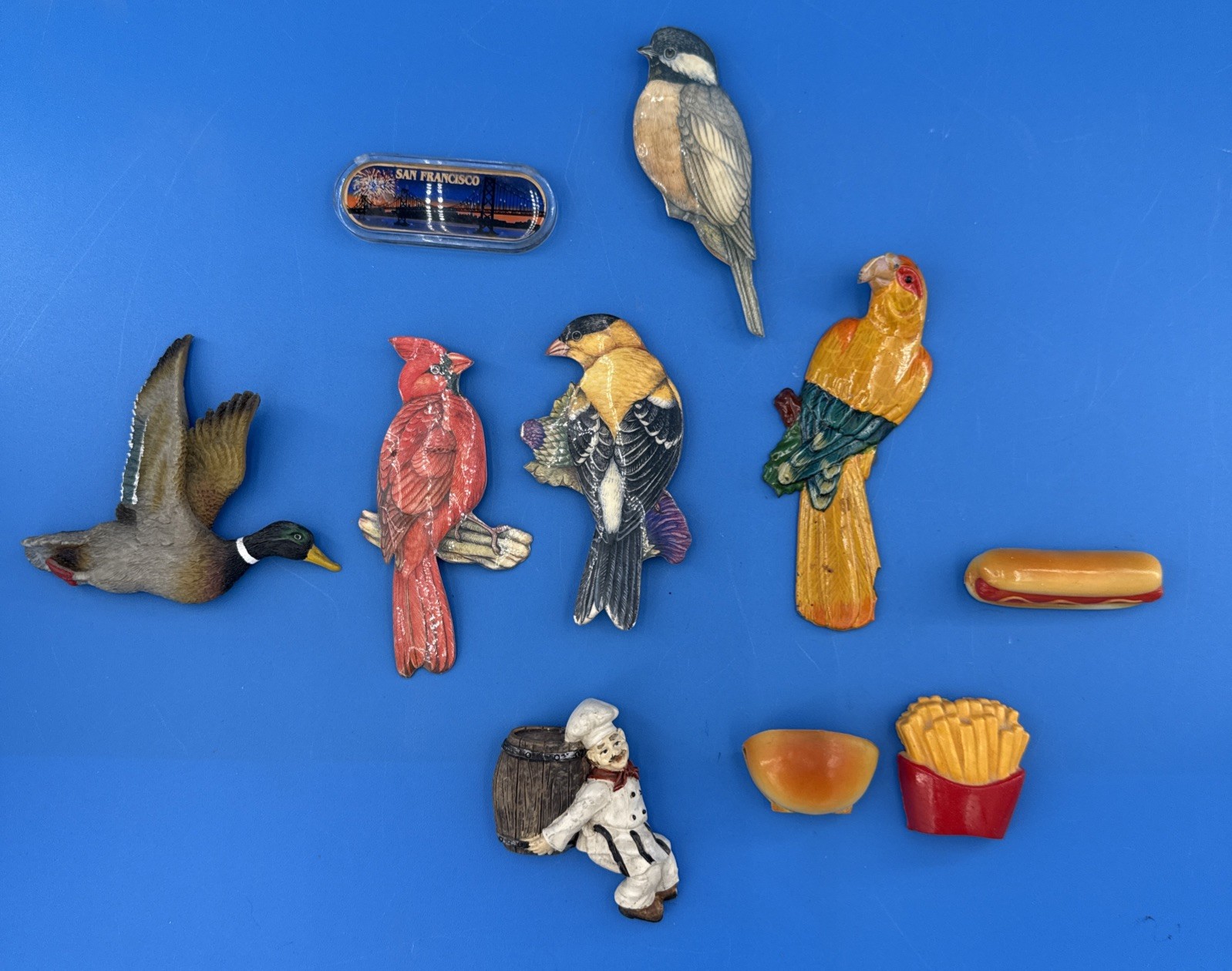 Vintage 1990s Refrigerator Magnet Lot Of 10 Birds Food Chef San Francisco