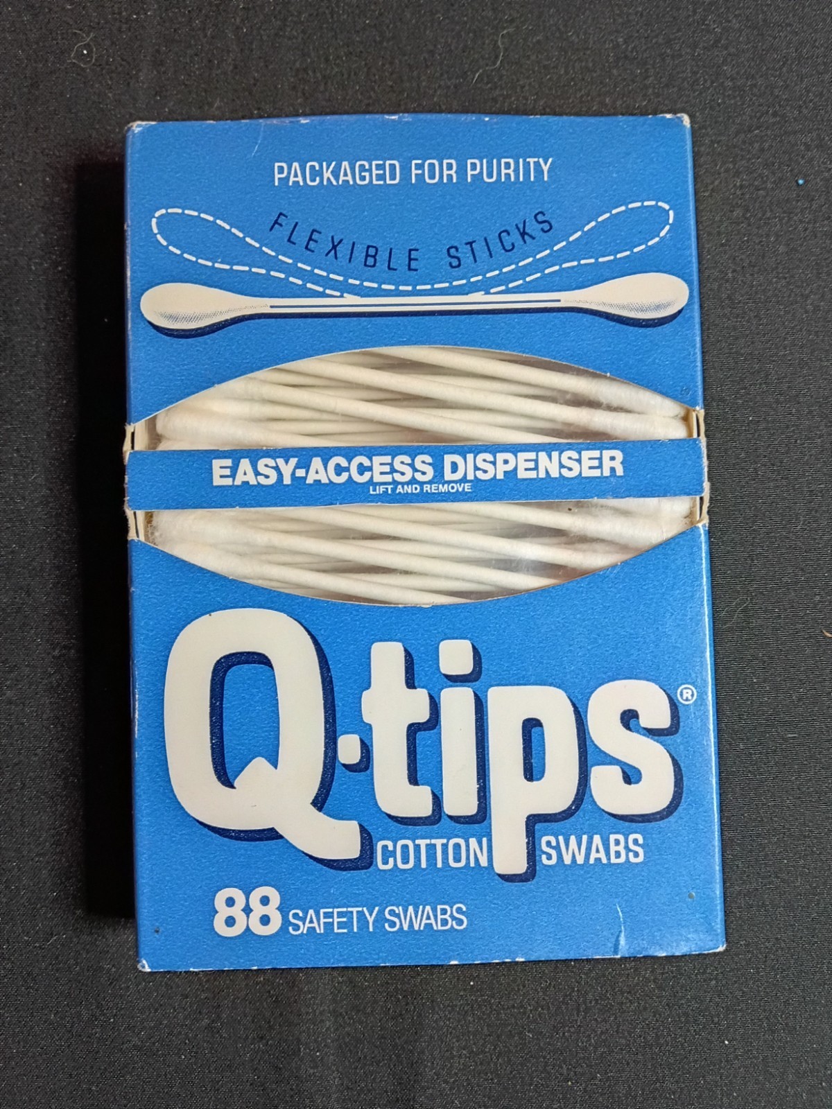 Vintage Q-Tips Cotton Swabs Box of 88 Flexible 1970s Bathroom Apothecary Display