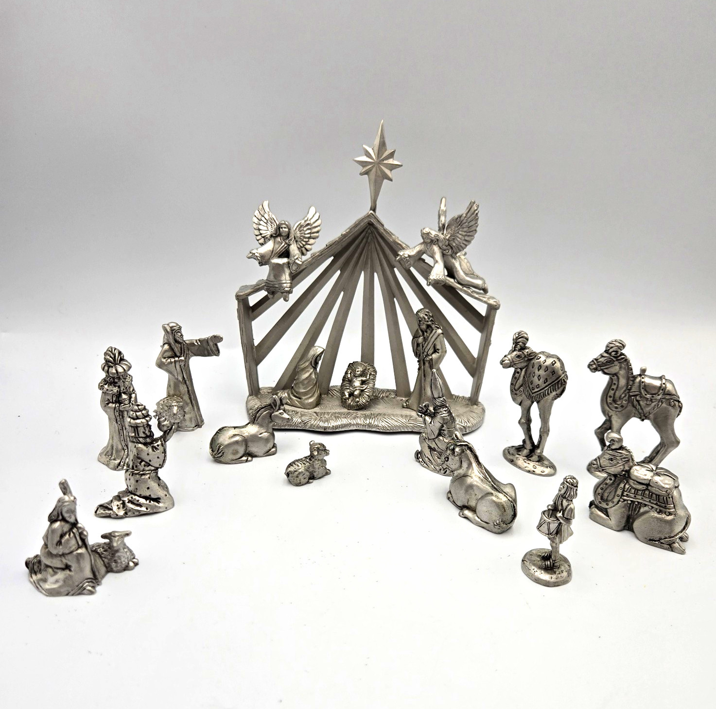 Vintage Seagull Pewter RARE Nativity Scene Complete 16pc Set 1999 Vintage Seagull Pewter RARE Nativity Scene Complete 16pc Set 1999