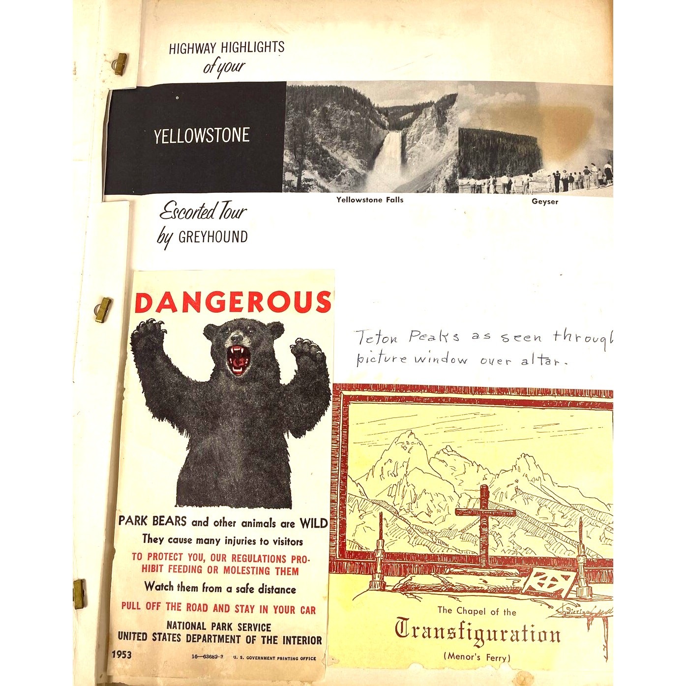 1957 Greyhound Bus Travel Scrapbook: Yellowstone, Montana Photos & Postcards