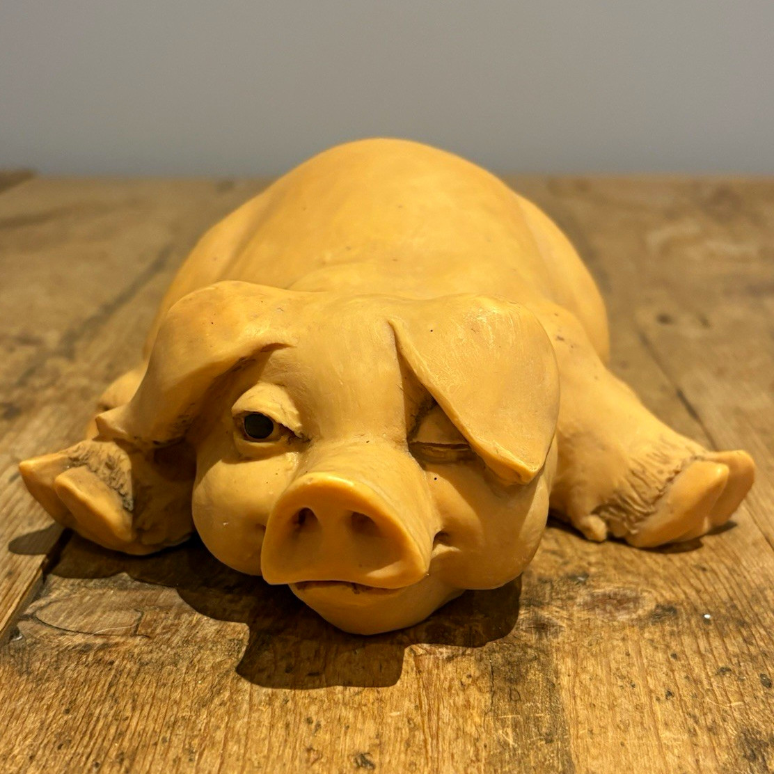 Vintage Italian Studio artefice Lying Pig Ceramic Figurine Marked \