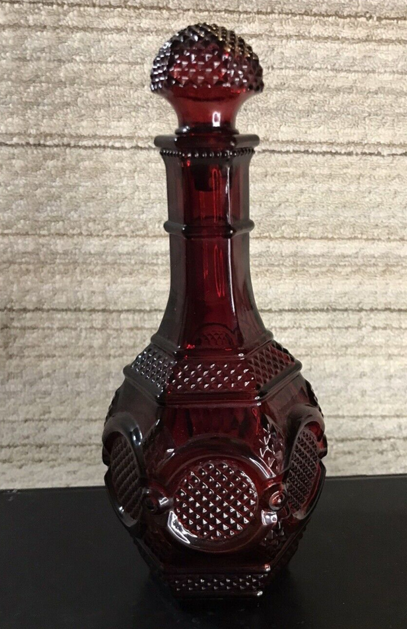 Vintage Avon 1876 Cape Cod Ruby Red Wine Decanter, Excellent
