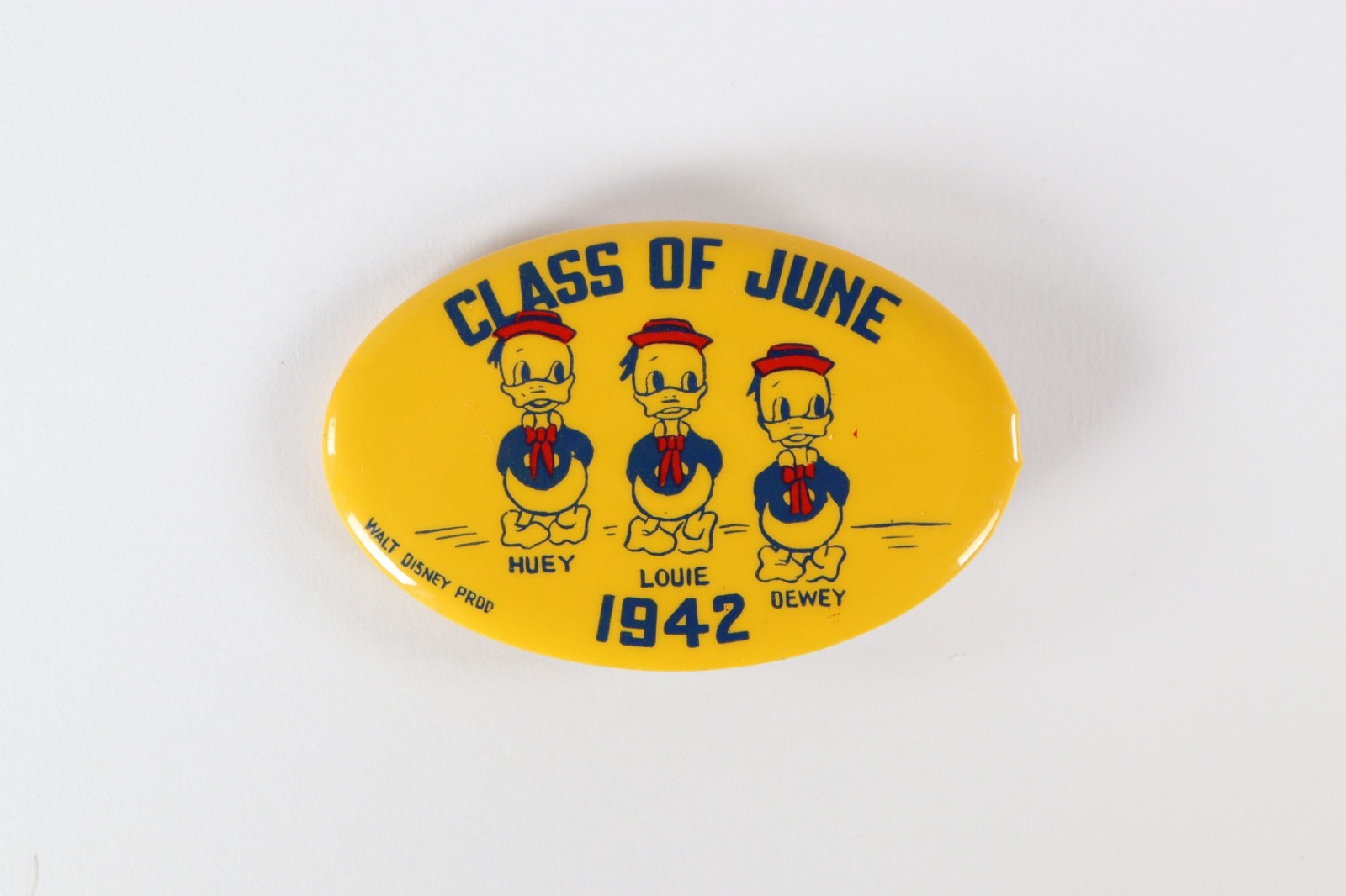 Rare 1942 Walt Disney Huey Louie Dewey Class of June Pinback Button WWII