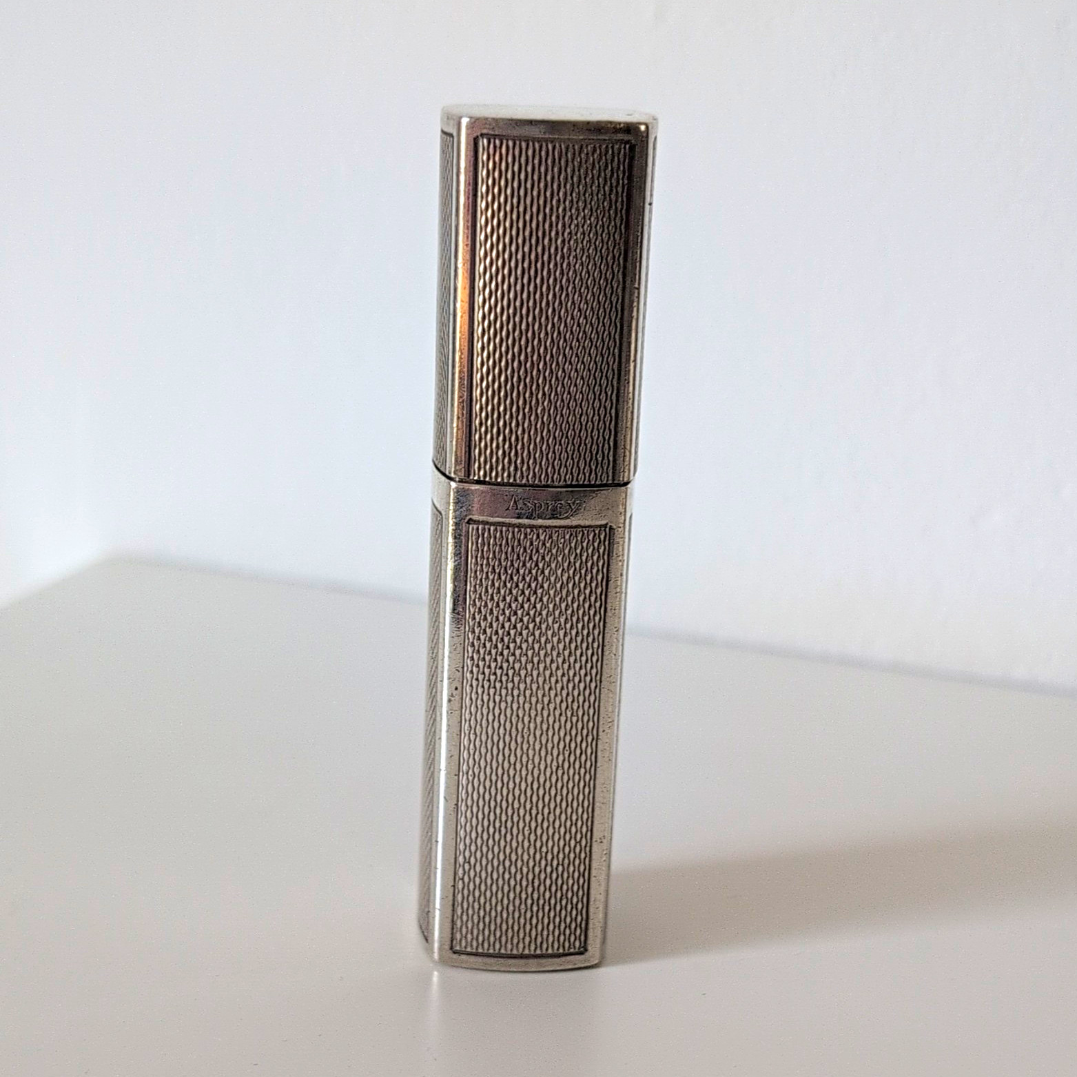 Vintage Asprey Sterling Silver Engine Turned Perfume Atomiser Travel Bottle