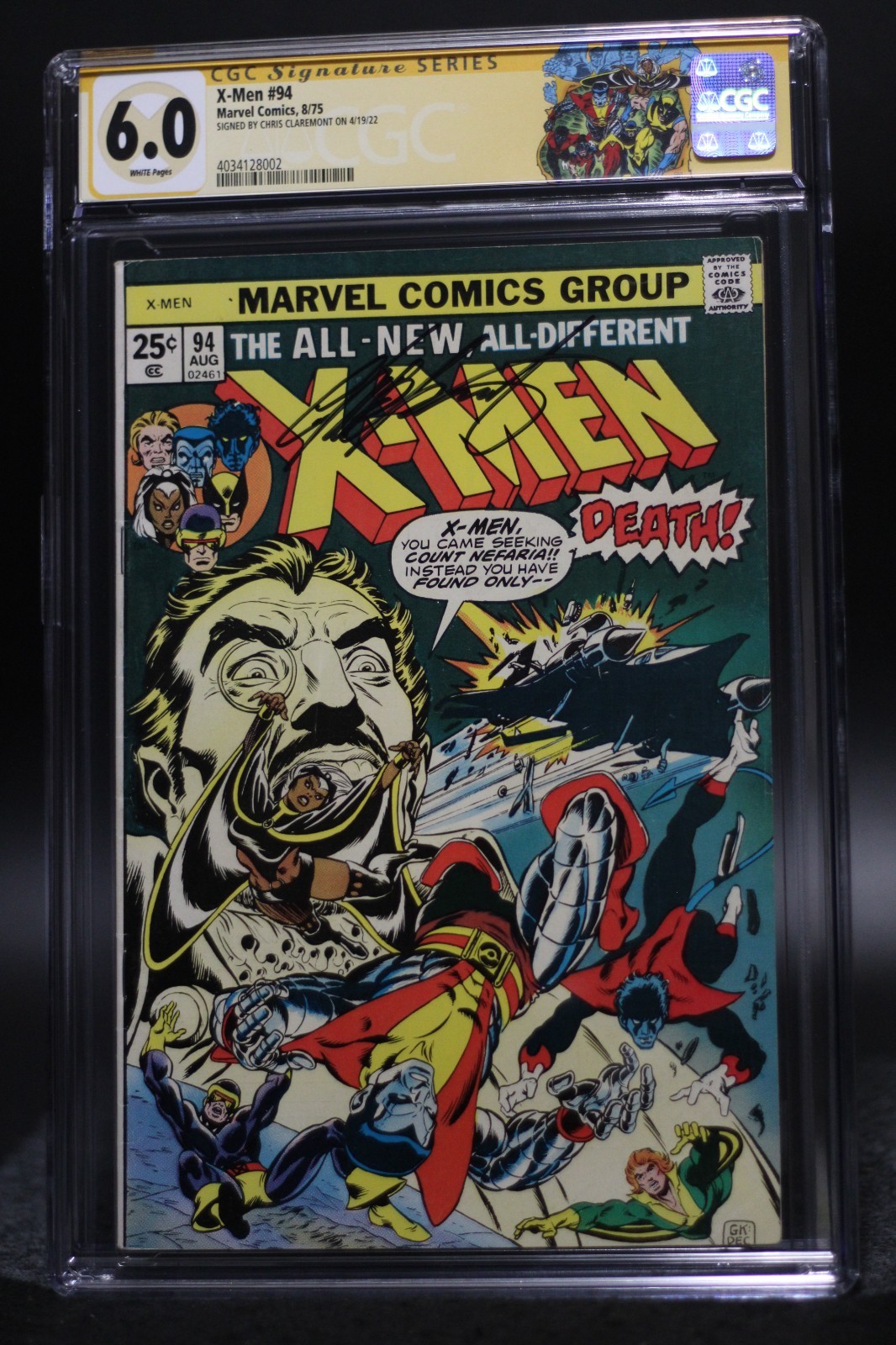 X-Men (1963) #94 Signed By Chris Claremont CGC Signature Series 6.0 White Pages