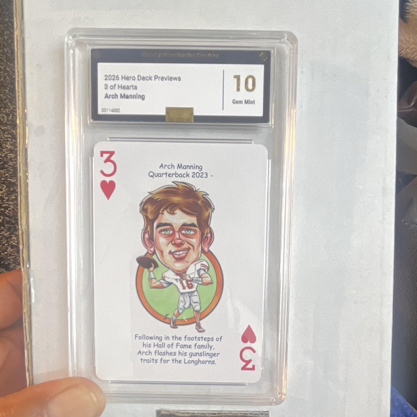 Hero Decks 2026 Hero Deck Previews Arch Manning 3 of Hearts Graded Card