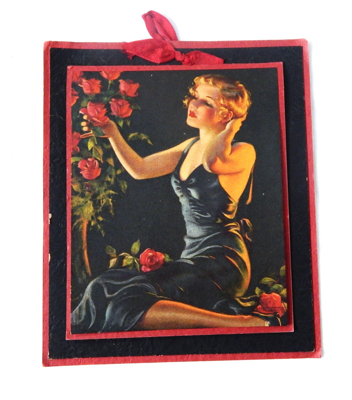 Vintage 1930's Bradshaw Crandell Print Christmas Card (Arranging Flowers) Pin Up
