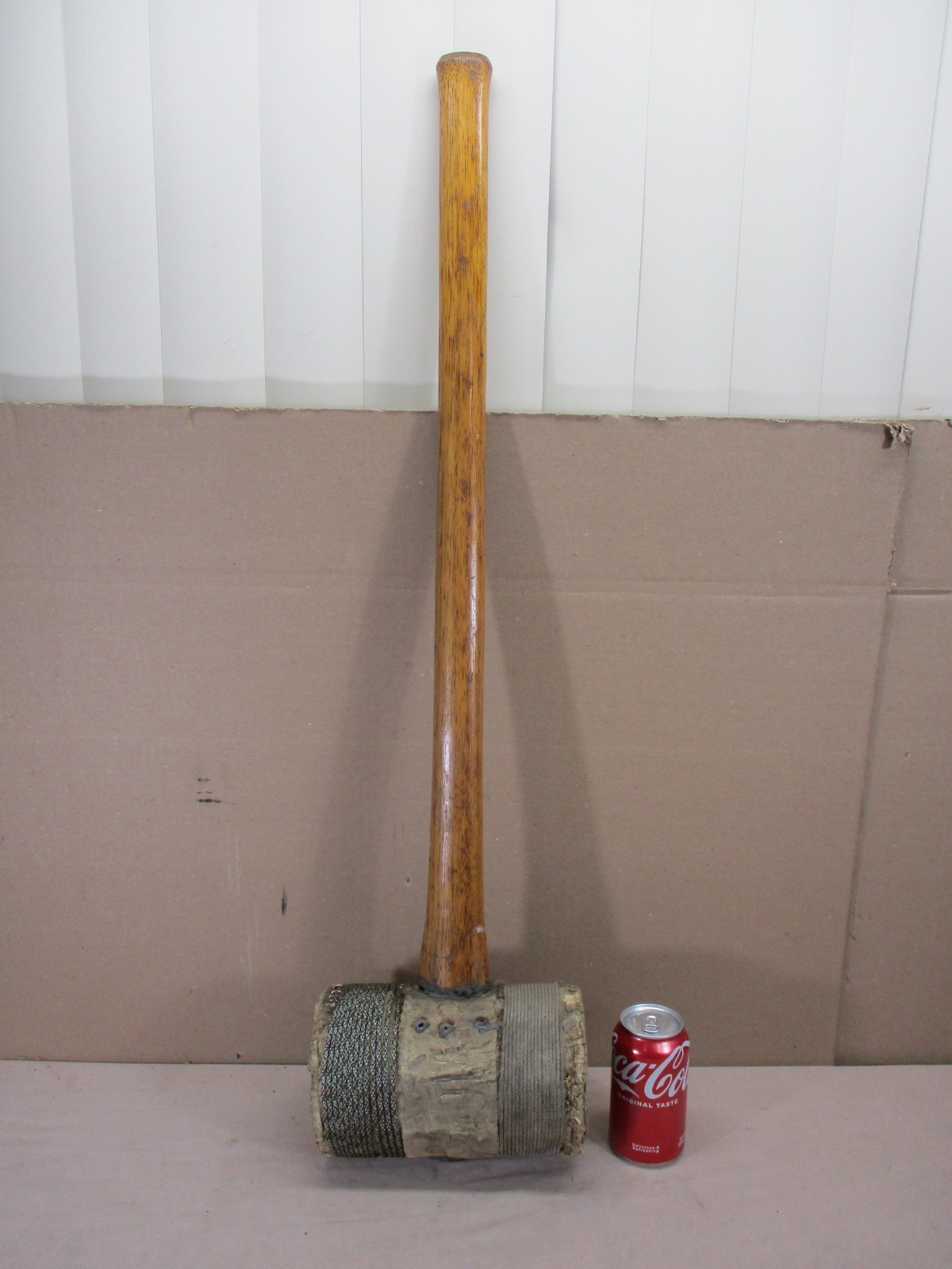 HUGE Antique Circus Carnival Game Wood Mallet Sledge Hammer Strong Man 36\