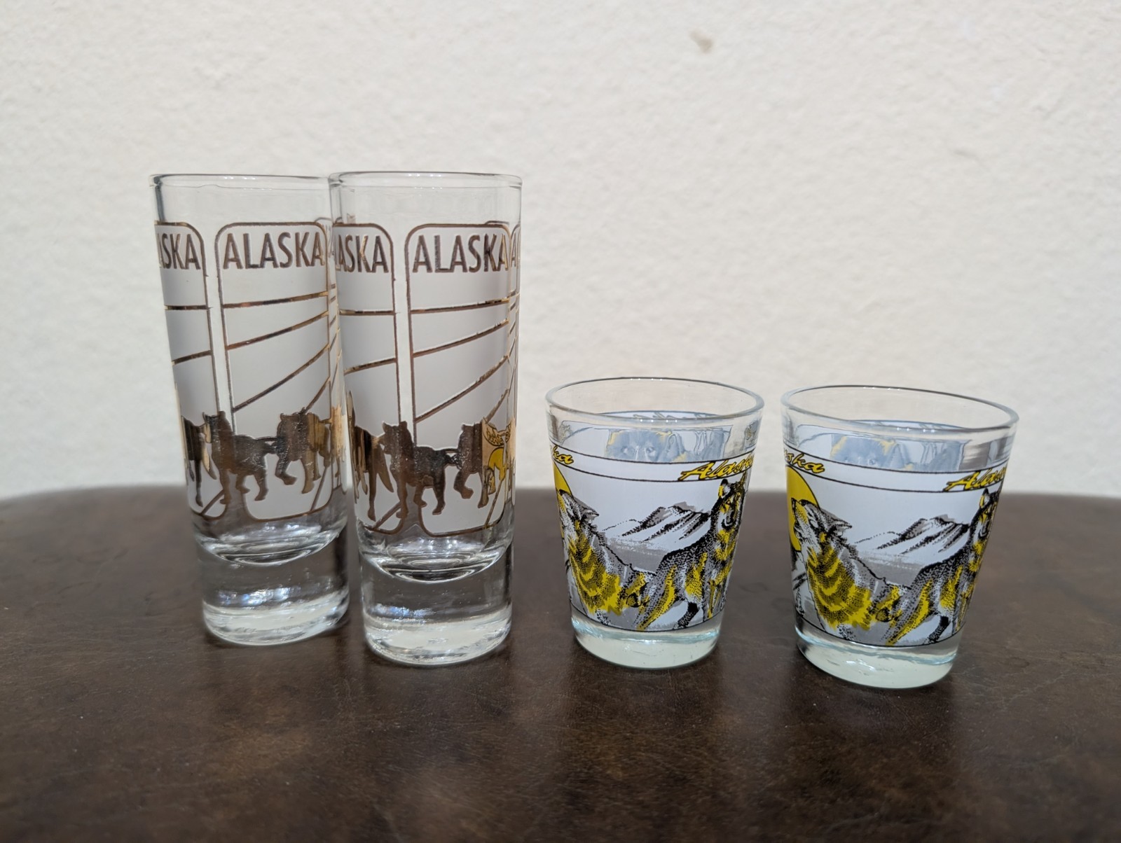Vintage Alaska Souvenir Shot Glasses Lot Of 4