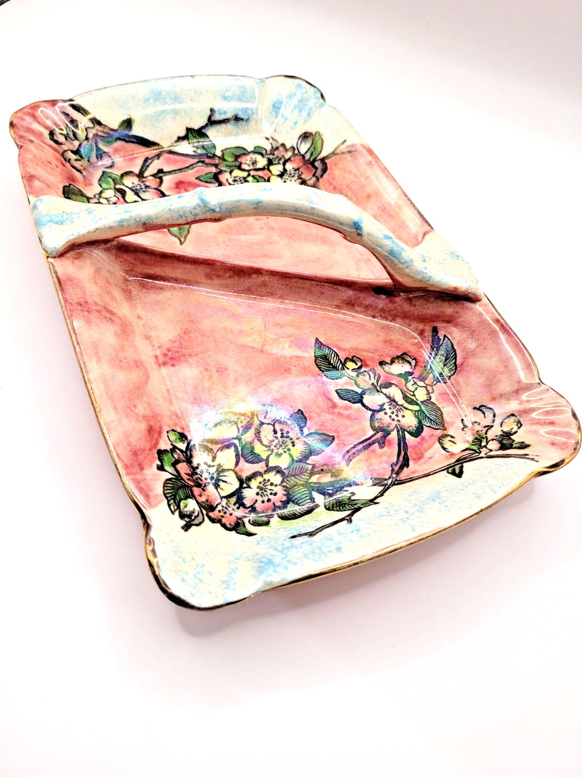 LUSTREWARE : VINTAGE 1930-1950s ARTHUR WOOD SECTIONED SIDE SERVING TRAY LUSTREWARE : VINTAGE 1930-1950s ARTHUR WOOD SECTIONED SIDE SERVING TRAY