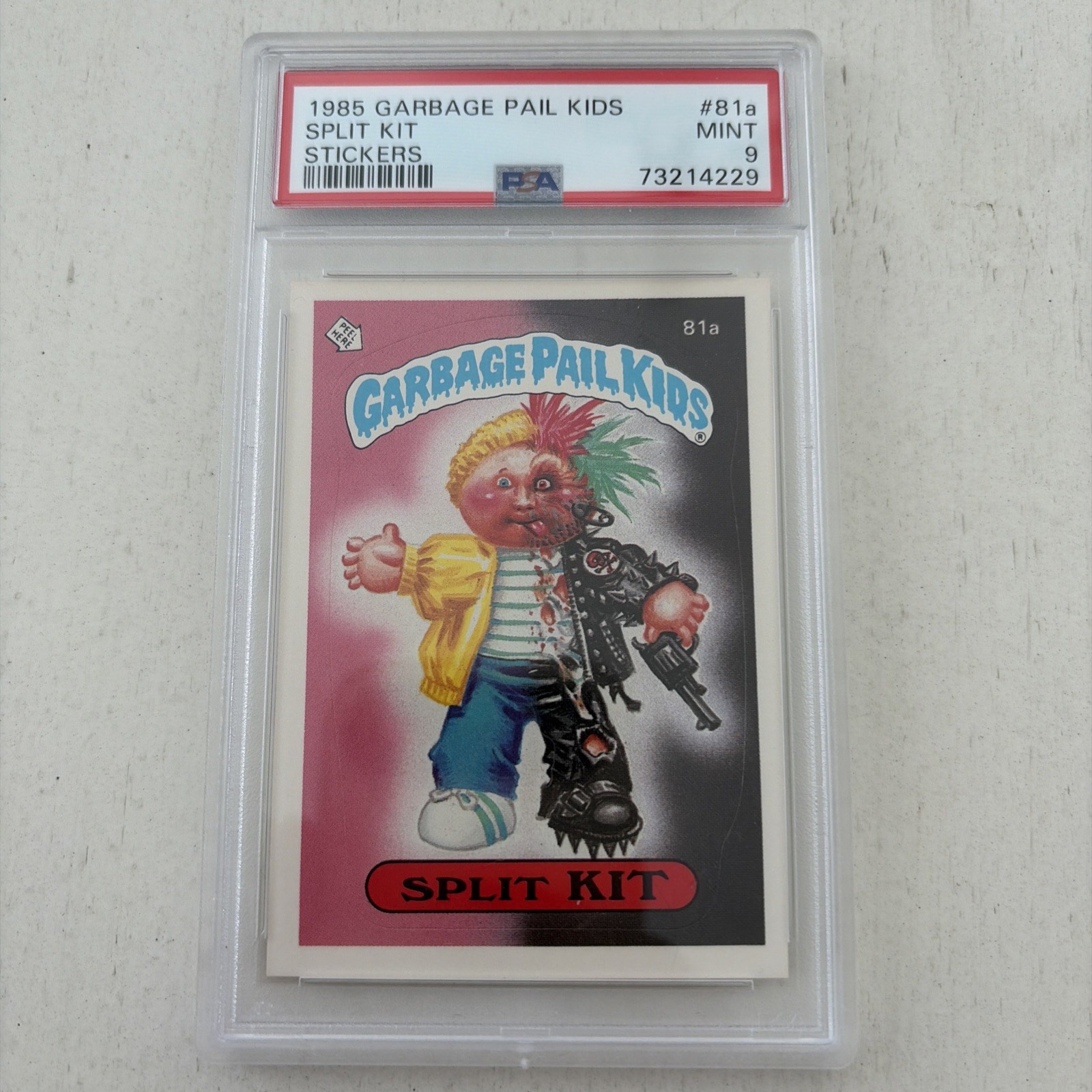 Topps Garbage Pail Kids 1985, SPLIT KIT, 81a, PSA 9. Topps Garbage Pail Kids 1985, SPLIT KIT, 81a, PSA 9.
