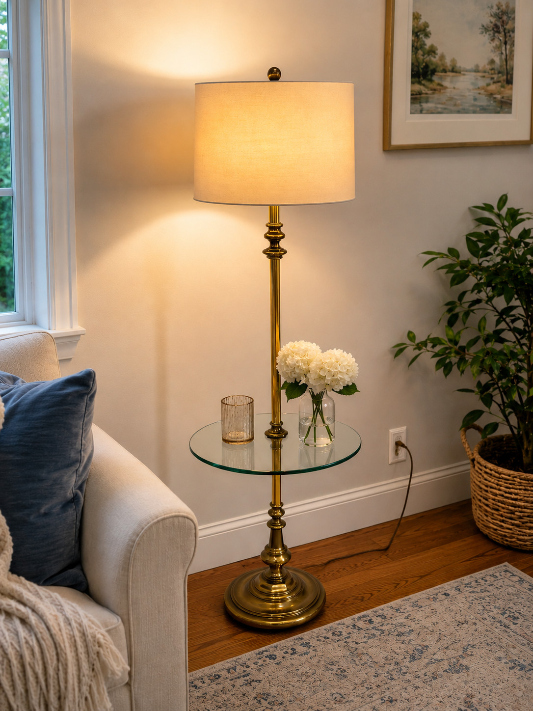 Vintage Brass Multi Light Floor Lamp Hollywood Regency Mid Century Statement Lam