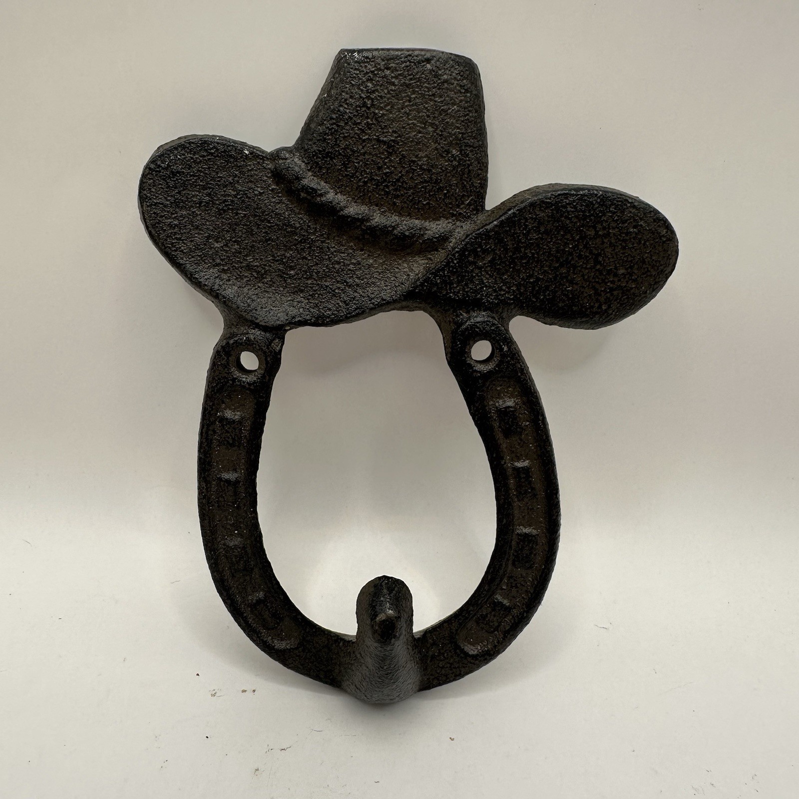 Vintage Cast Iron Cowboy Hat Horseshoe Wall Hook Western Ranch Rustic Coat Hold Vintage Cast Iron Cowboy Hat Horseshoe Wall Hook Western Ranch Rustic Coat Hold