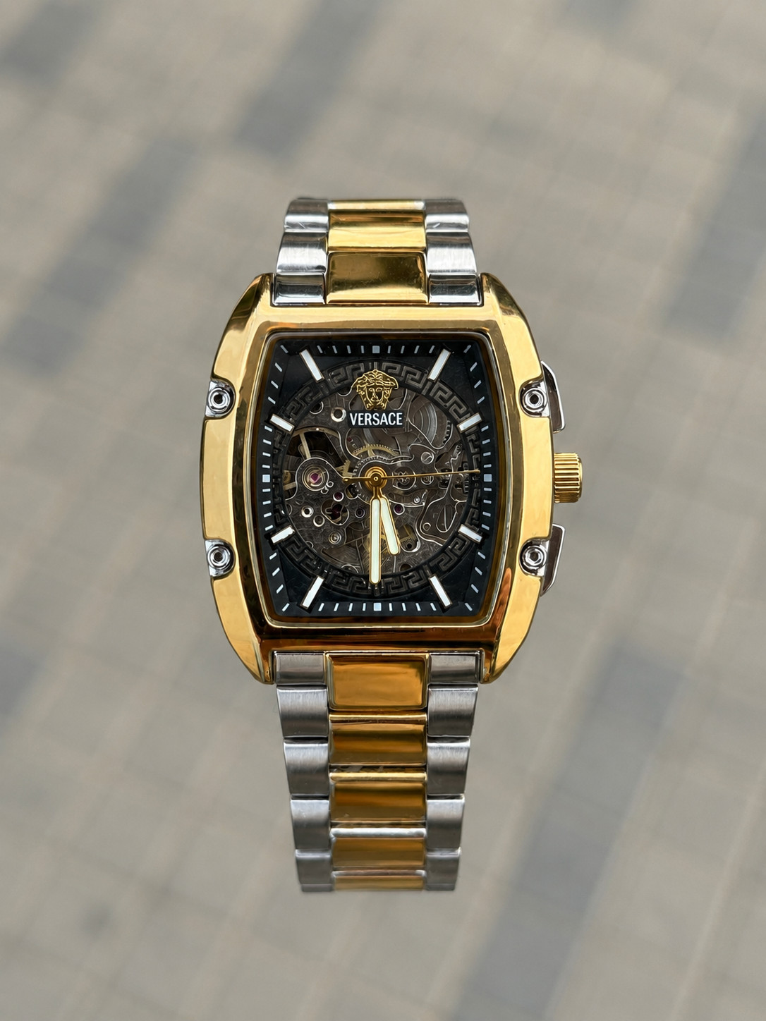 Versace Luxury Skeleton Automatic Style Watch 40-42mm Two Tone Gold Silver Stain Versace Luxury Skeleton Automatic Style Watch 40-42mm Two Tone Gold Silver Stain
