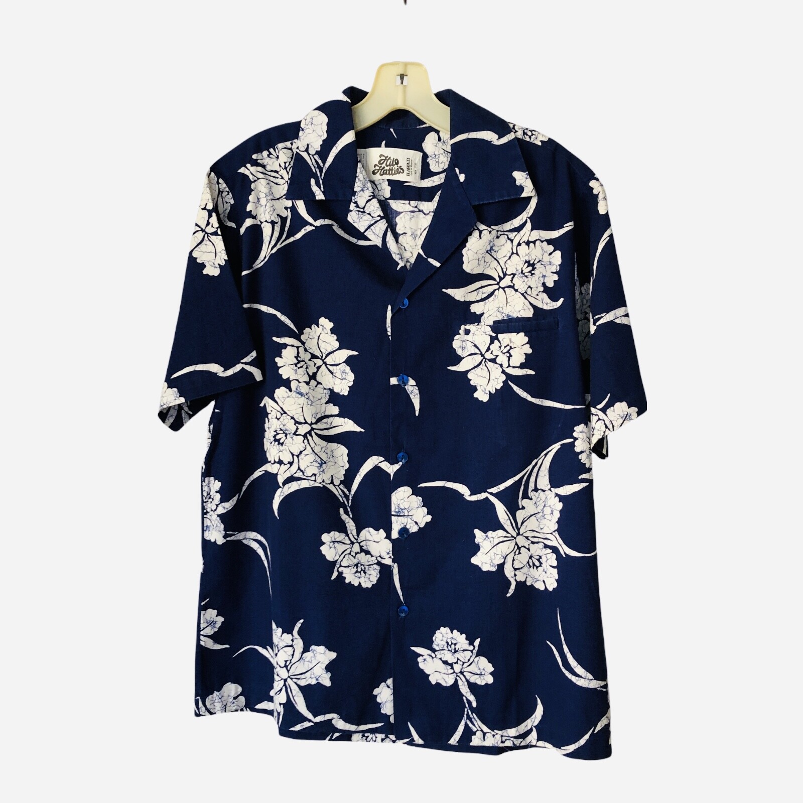 Vintage Hilo Hattie Hawaiian Shirt Blue Floral Short Sleeve Button Down Men L Vintage Hilo Hattie Hawaiian Shirt Blue Floral Short Sleeve Button Down Men L
