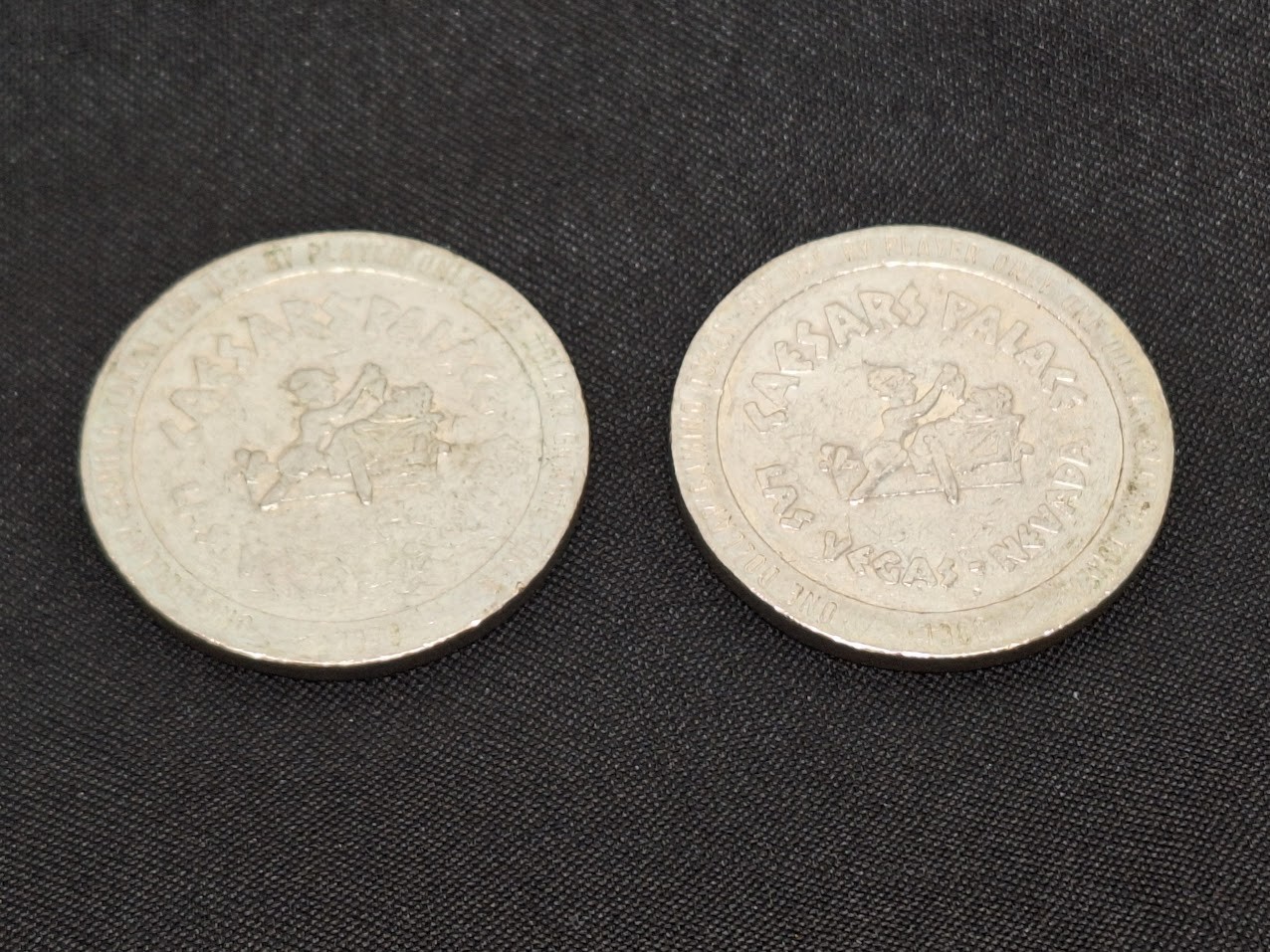 2 Vintage Caesars Palace Las Vegas  1979 1980 $1 Dollar Gaming Token